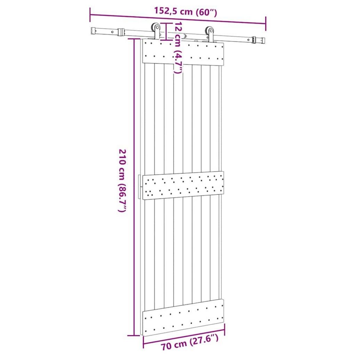 VIDAXL Porte coulissante et kit de quincaillerie 70x210 cm pin massif