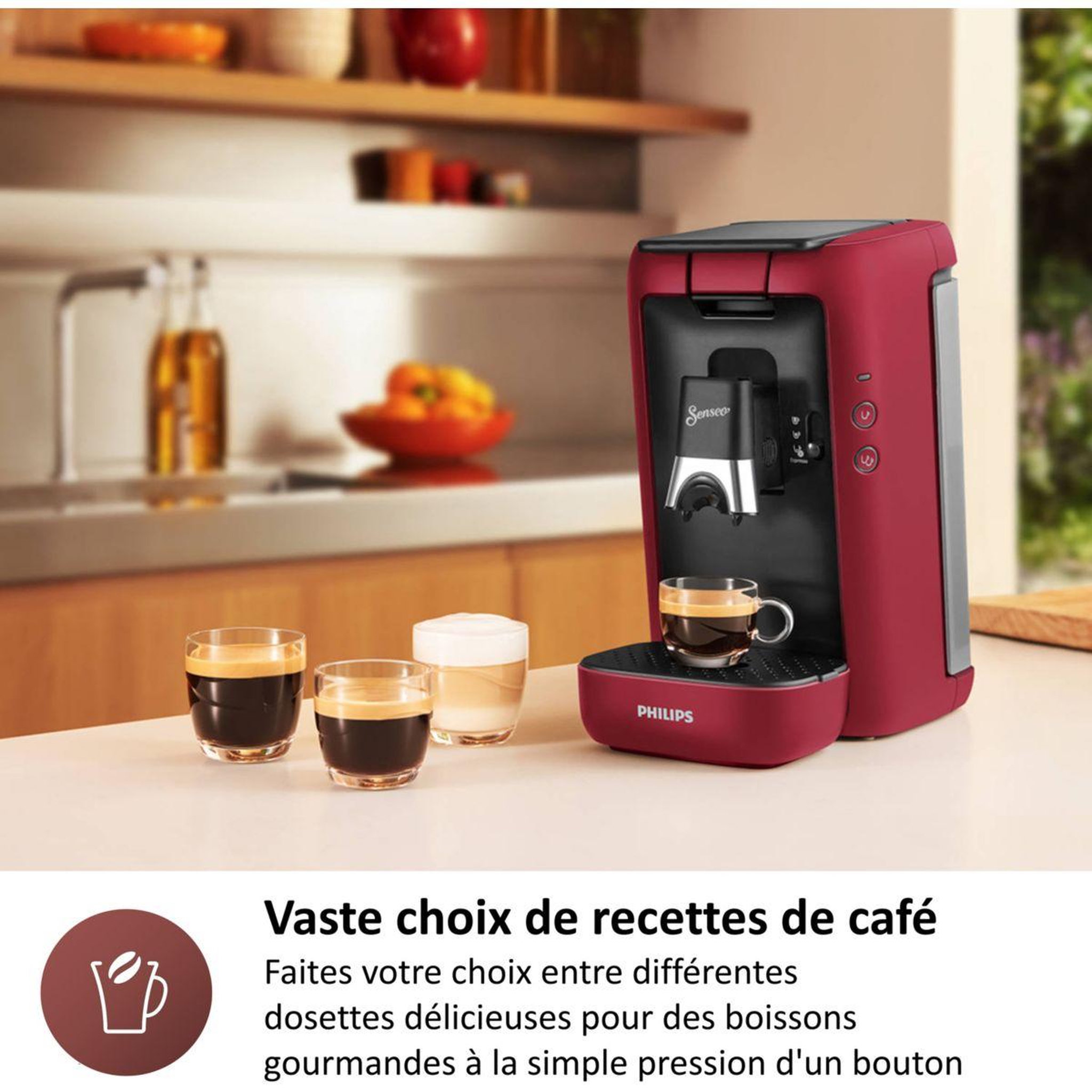 Voir la diapositive 4 : Philips Cafetière à dosettes senseo maestro csa260/91 rouge