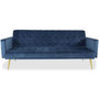 Voir la diapositive 2 : Paris Prix Canapé Convertible Velours  Tybio  191cm Bleu