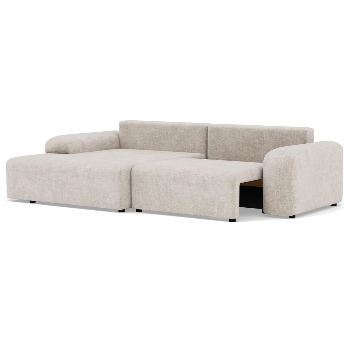 BEST MOBILIER Rebecca - canapé d'angle gauche 4 places convertible avec coffre en velours texturé