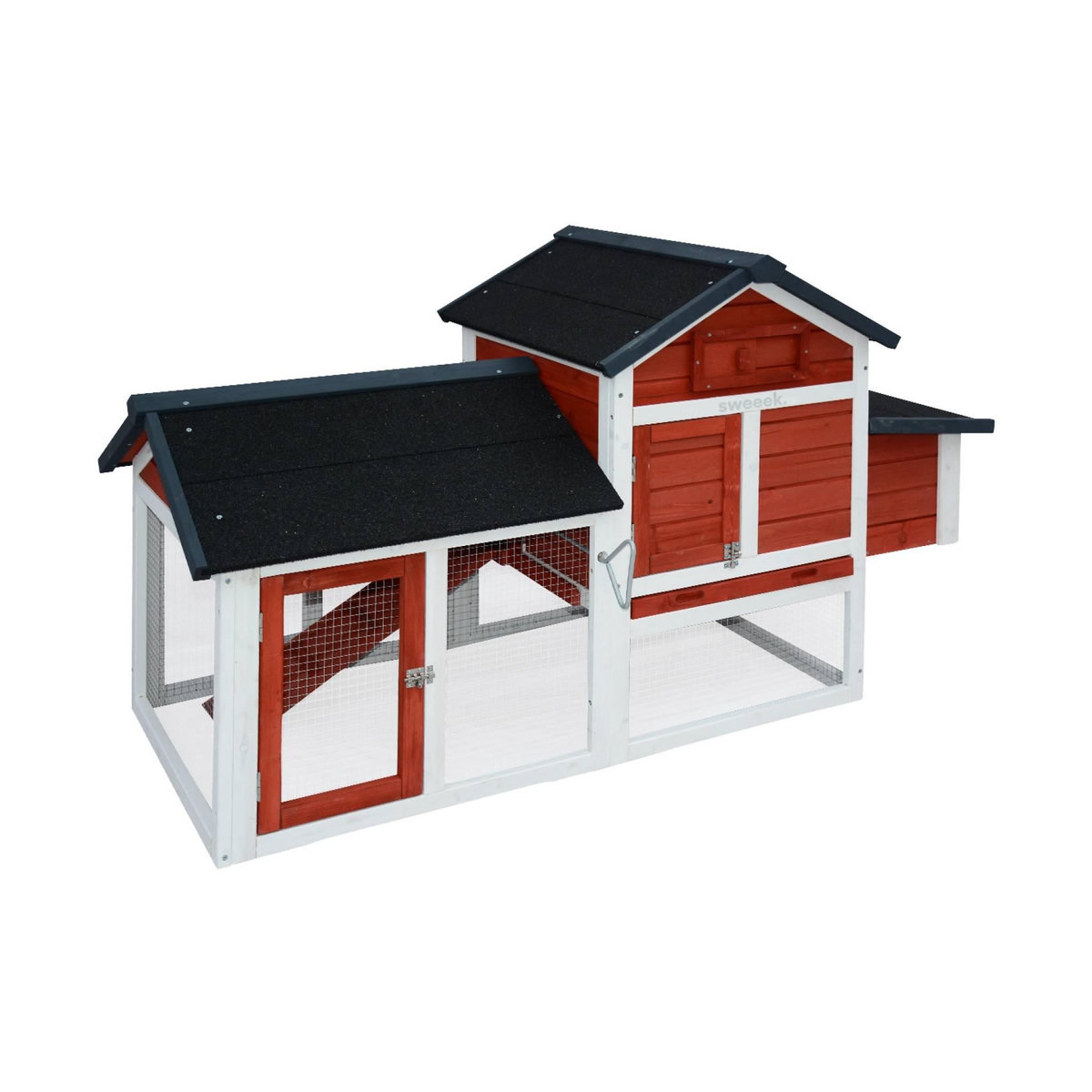 SWEEEK Poulailler en bois GALINETTE, 3 poules, cage à poule avec enclos