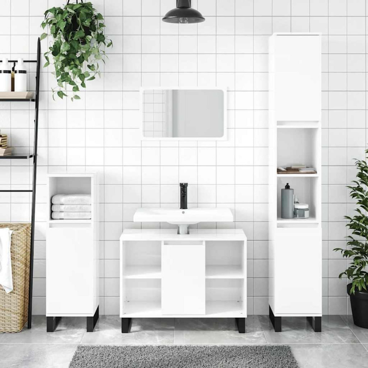 VIDAXL Armoire de salle de bain blanc brillant 80x33x60 cm