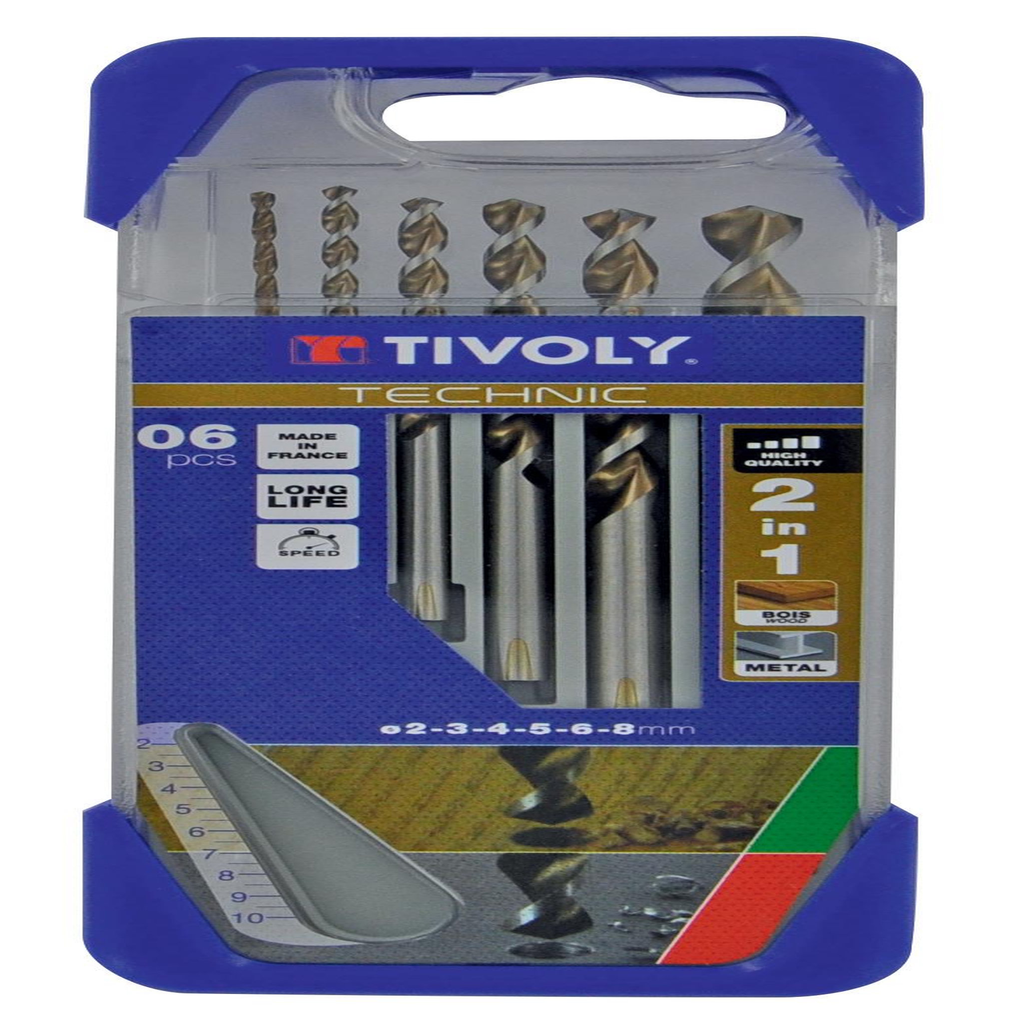 TIVOLY Coffret de 6 foret technic multimatériau tivoly 10.80447, diam.4-5-6-8-10 mm