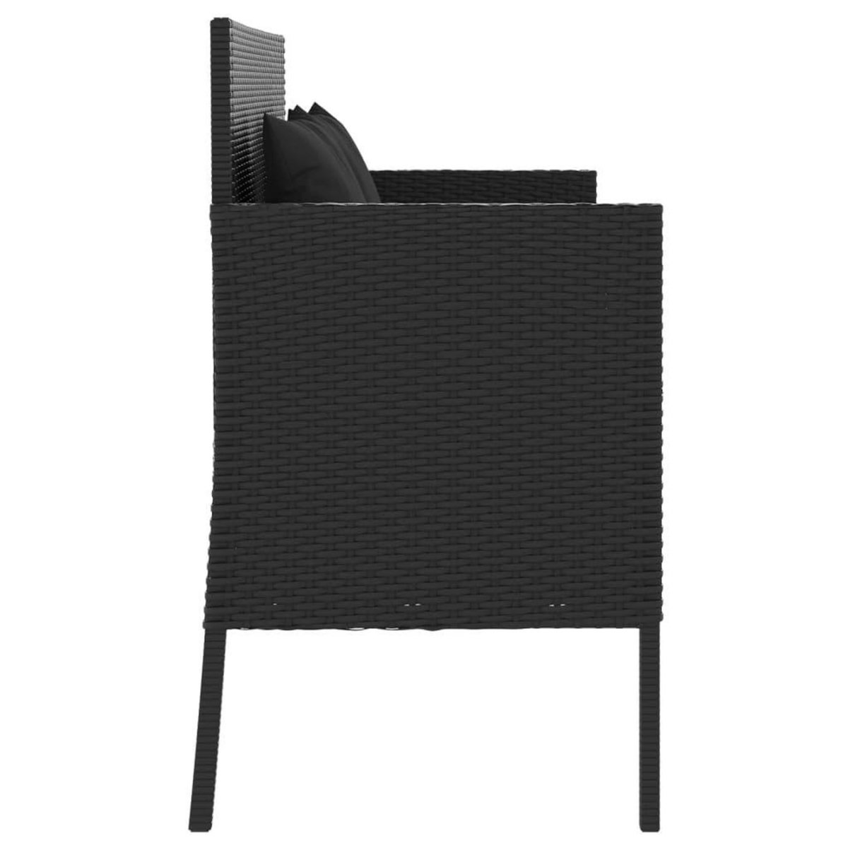 VIDAXL Banc de jardin avec coussins noir resine tressee