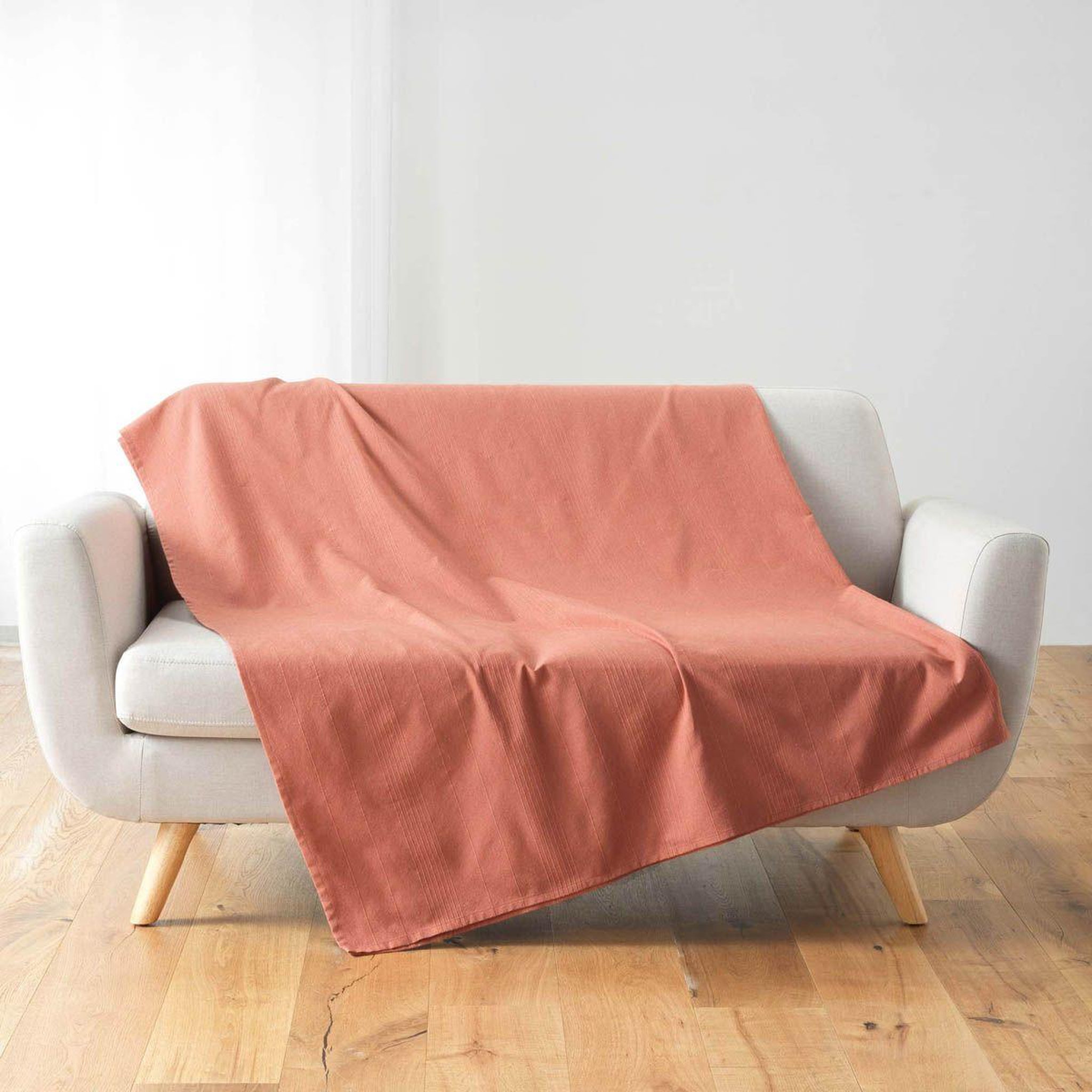 Douceur d'Intérieur Plaid uni en coton  lucile  180x220cm rose