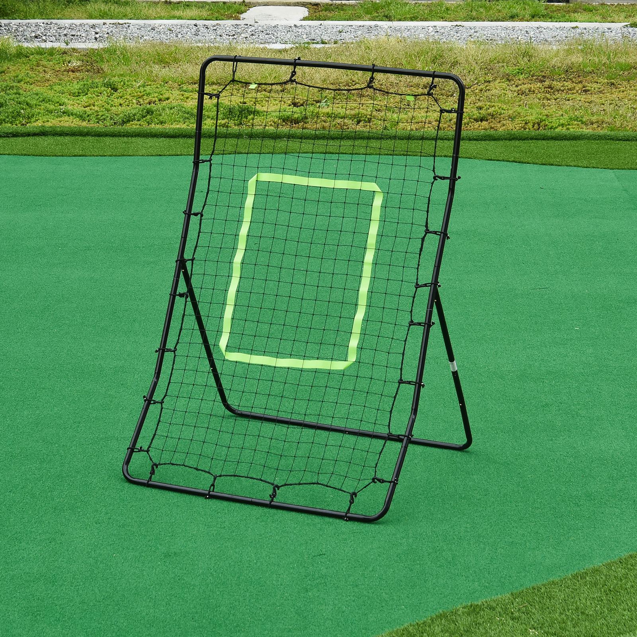 Voir la diapositive 2 : HOMCOM Filet de rebond de football 90l x 80l x 140h cm cible et sardines de fixation fournies noir vert