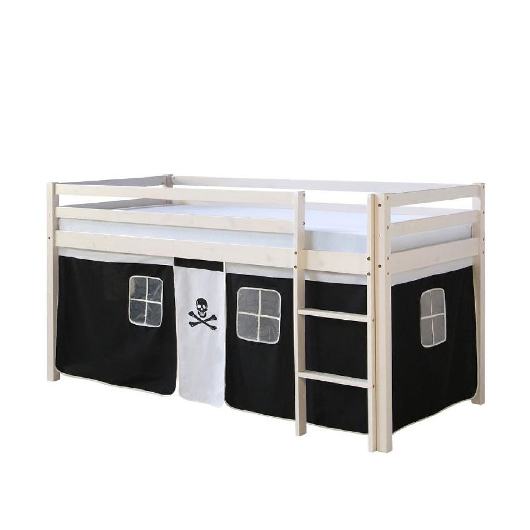 HomeStyle4U Lit mi-hauteur avec rideaux - noir