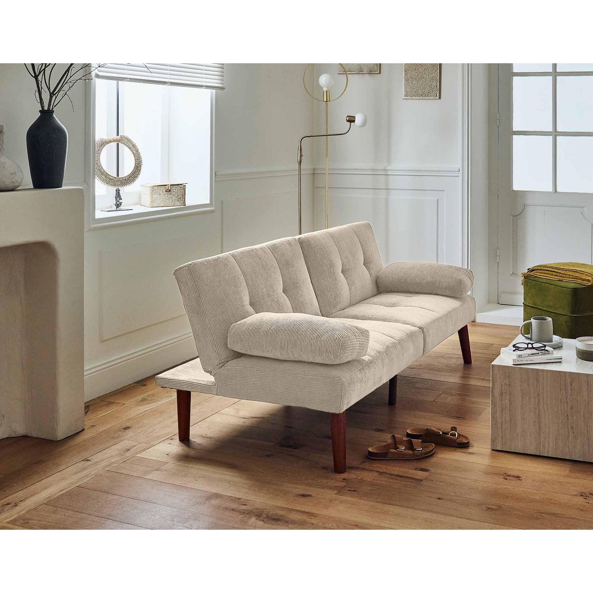 BEST MOBILIER Philae - canapé convertible clic-clac 2 places - velours côtelé