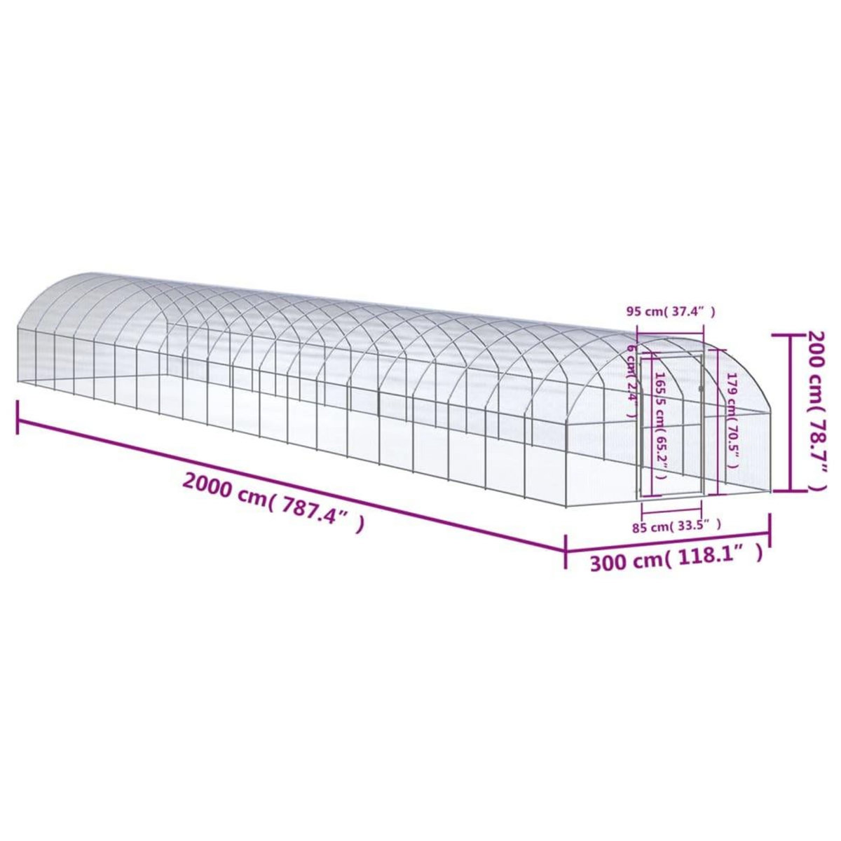 VIDAXL Poulailler d'exterieur 3x20x2 m Acier galvanise