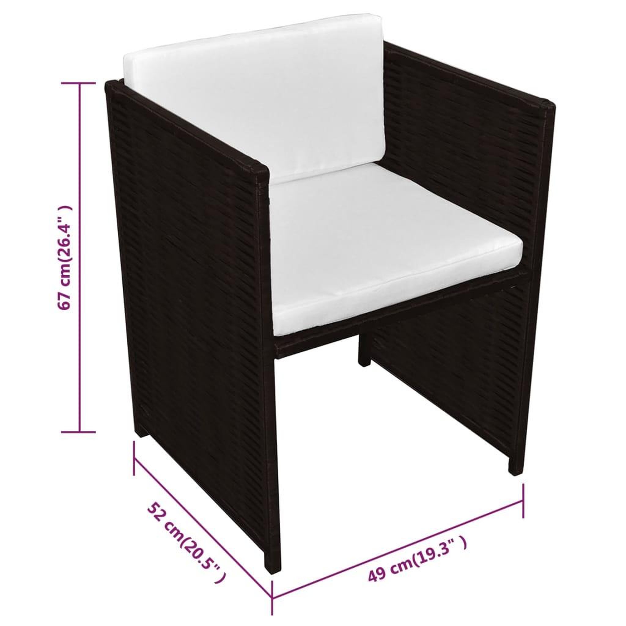 Voir la diapositive 6 : VIDAXL Ensemble de bistro 3 pcs avec coussins resine tressee marron