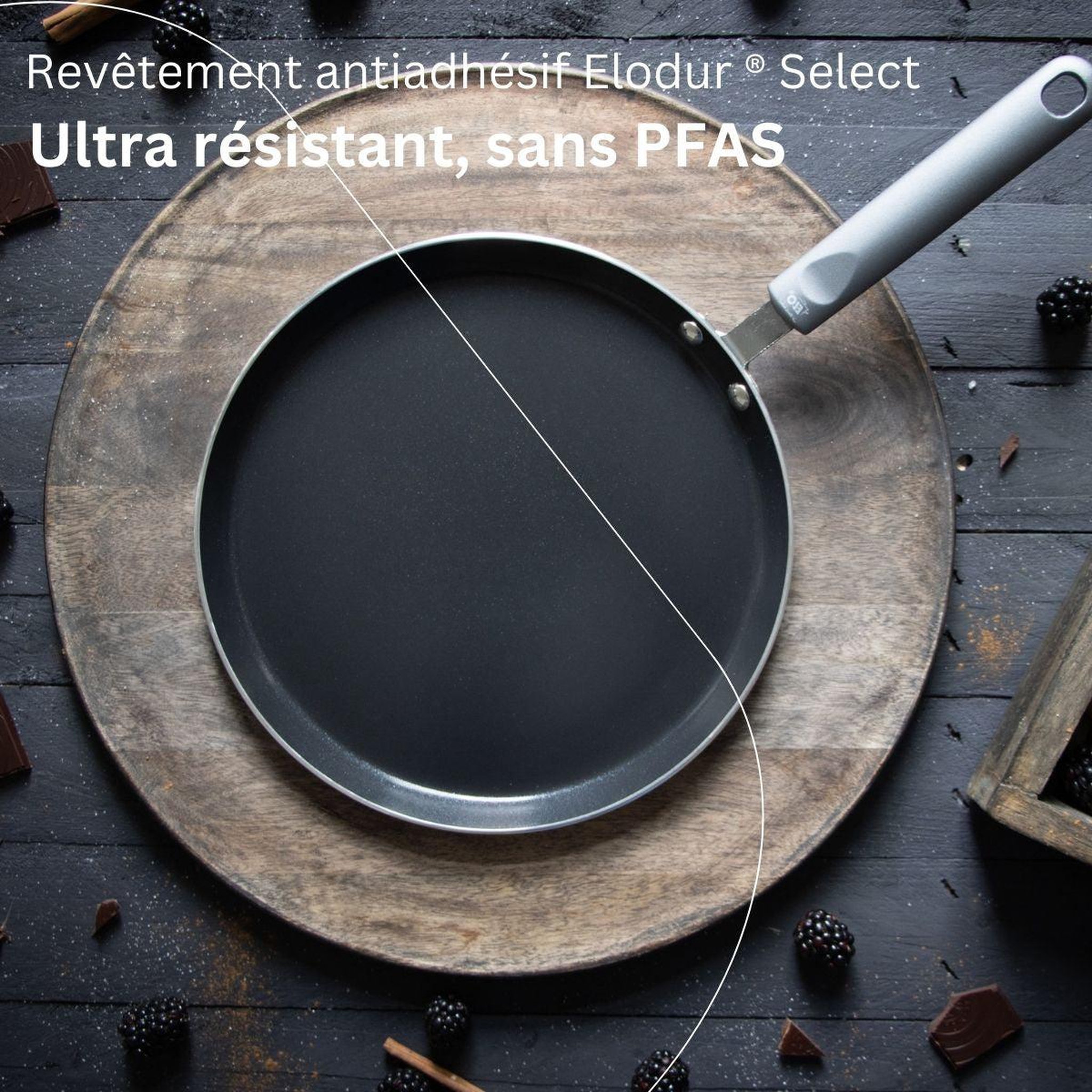Voir la diapositive 4 : ELO Set de 1 poêle de cuisson 26 cm en aluminium avec 2 ustensiles de cuisine sans pfas elo ducato