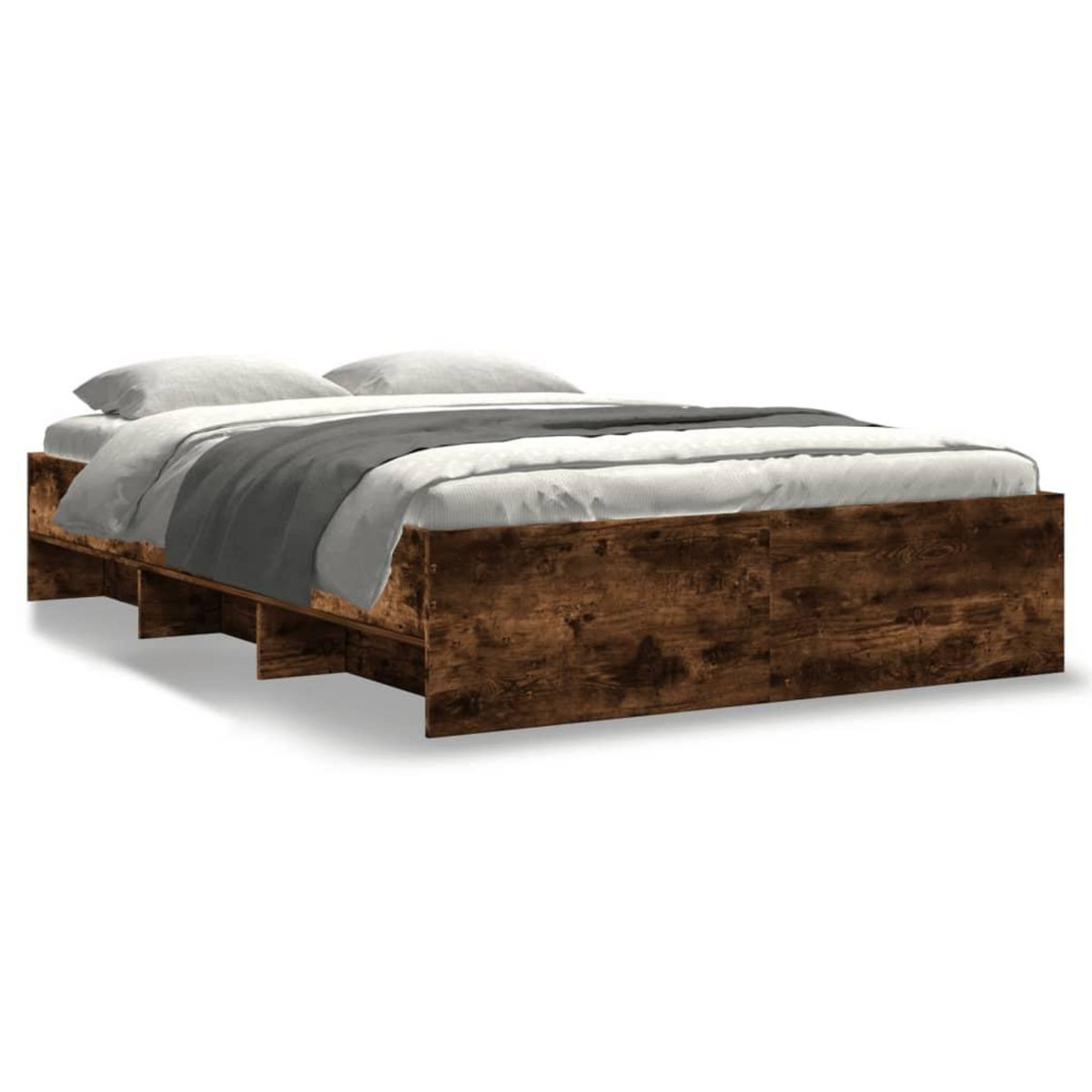 VIDAXL Cadre de lit sans matelas chene fume 120x190 cm bois ingenierie