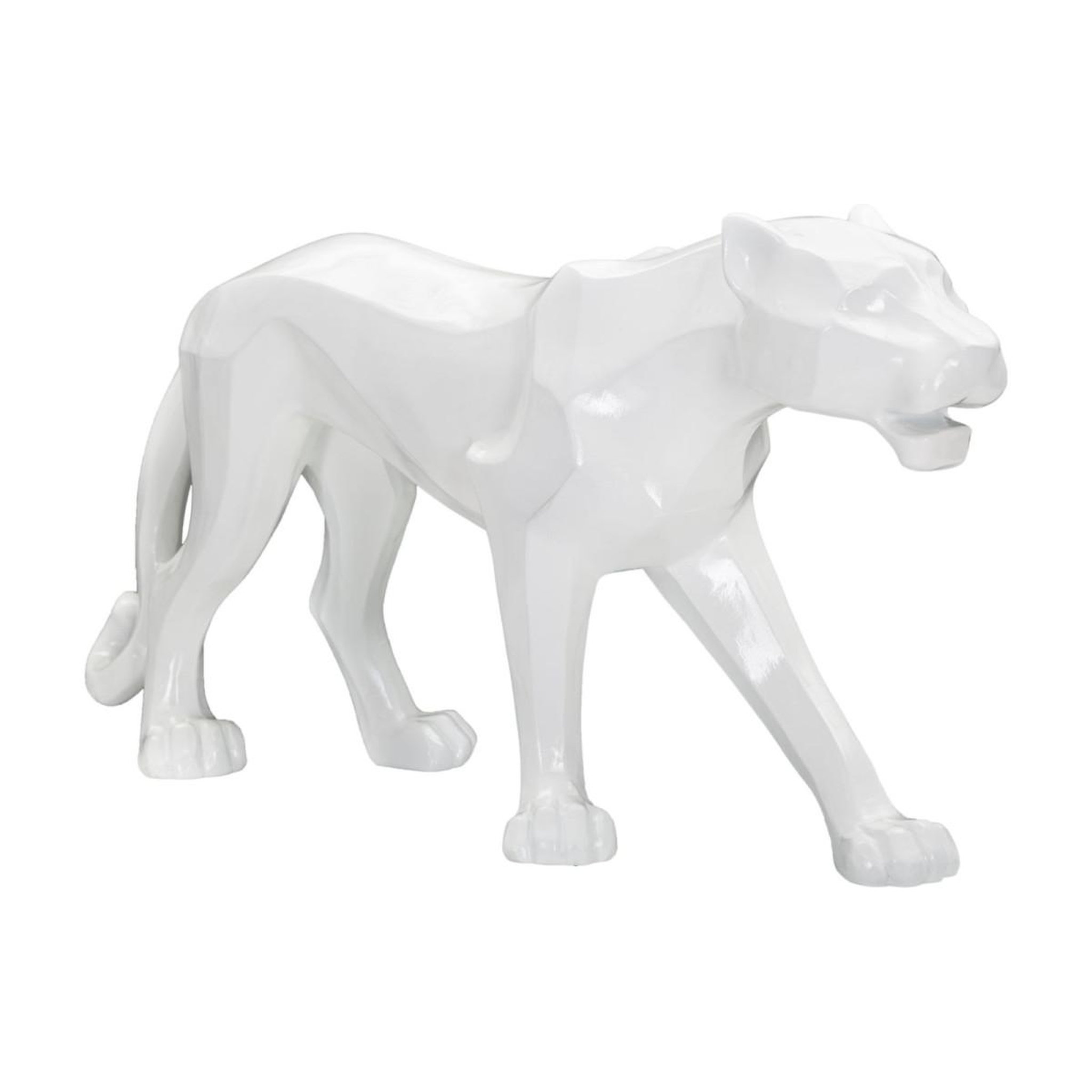 Paris Prix Statuette déco en résine  panthère  70cm blanc