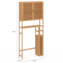 Voir la diapositive 5 : ID MARKET Meuble WC 3 en 1 avec armoires de rangement bambou BEA