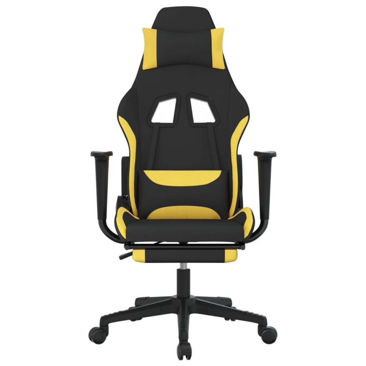 VIDAXL Chaise de jeu avec repose-pied Noir et jaune Tissu