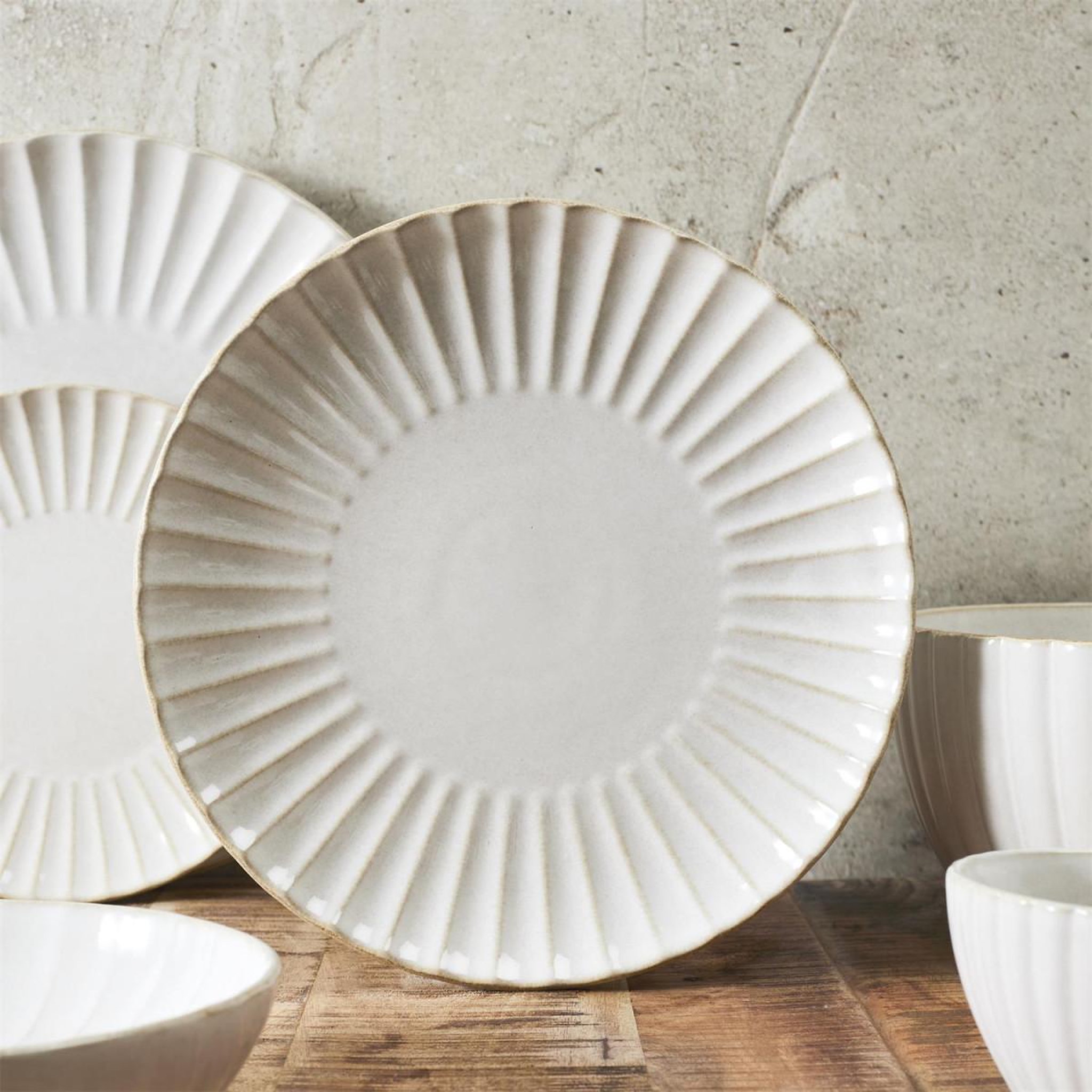 Voir la diapositive 3 : The Home Deco Factory Lot de 6 assiettes plates  vlora  27cm beige