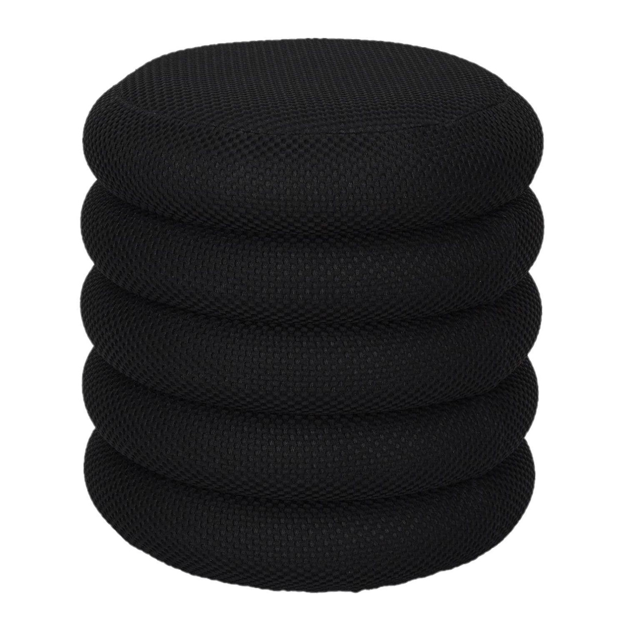 The Home Deco Factory Pouf de rangement maille nid d'abeille atome - noir