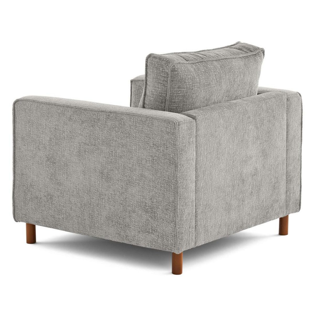 LISA DESIGN Jake - fauteuil en tissu velours relief - pieds en bois foncé