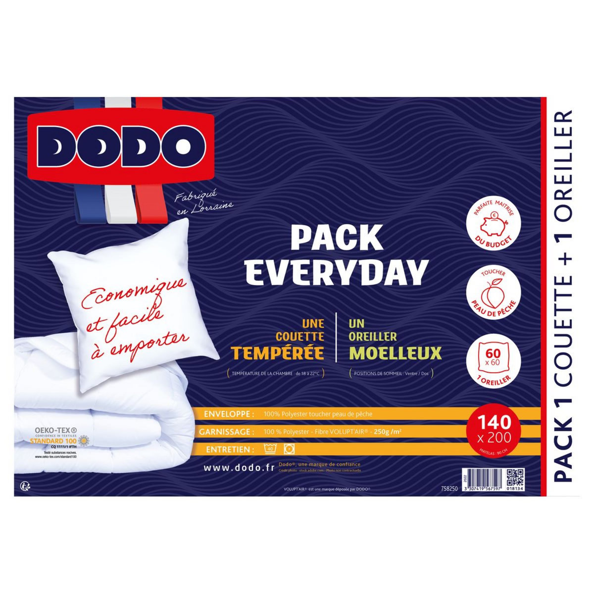 DODO Pack Couette + Oreiller(s) Éveryday 250 g/m²