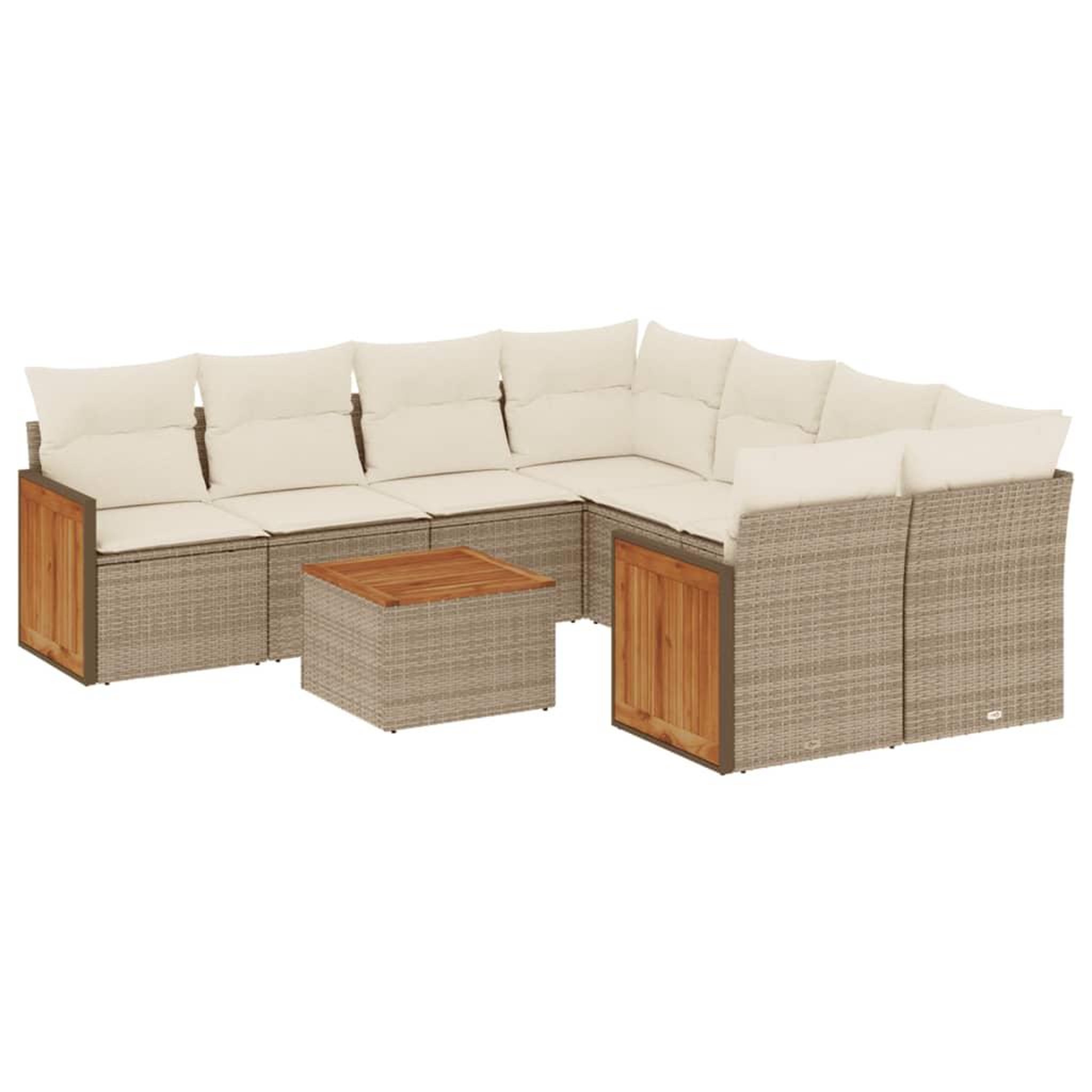 Voir la diapositive 2 : VIDAXL Salon de jardin avec coussins 9 pcs beige resine tressee