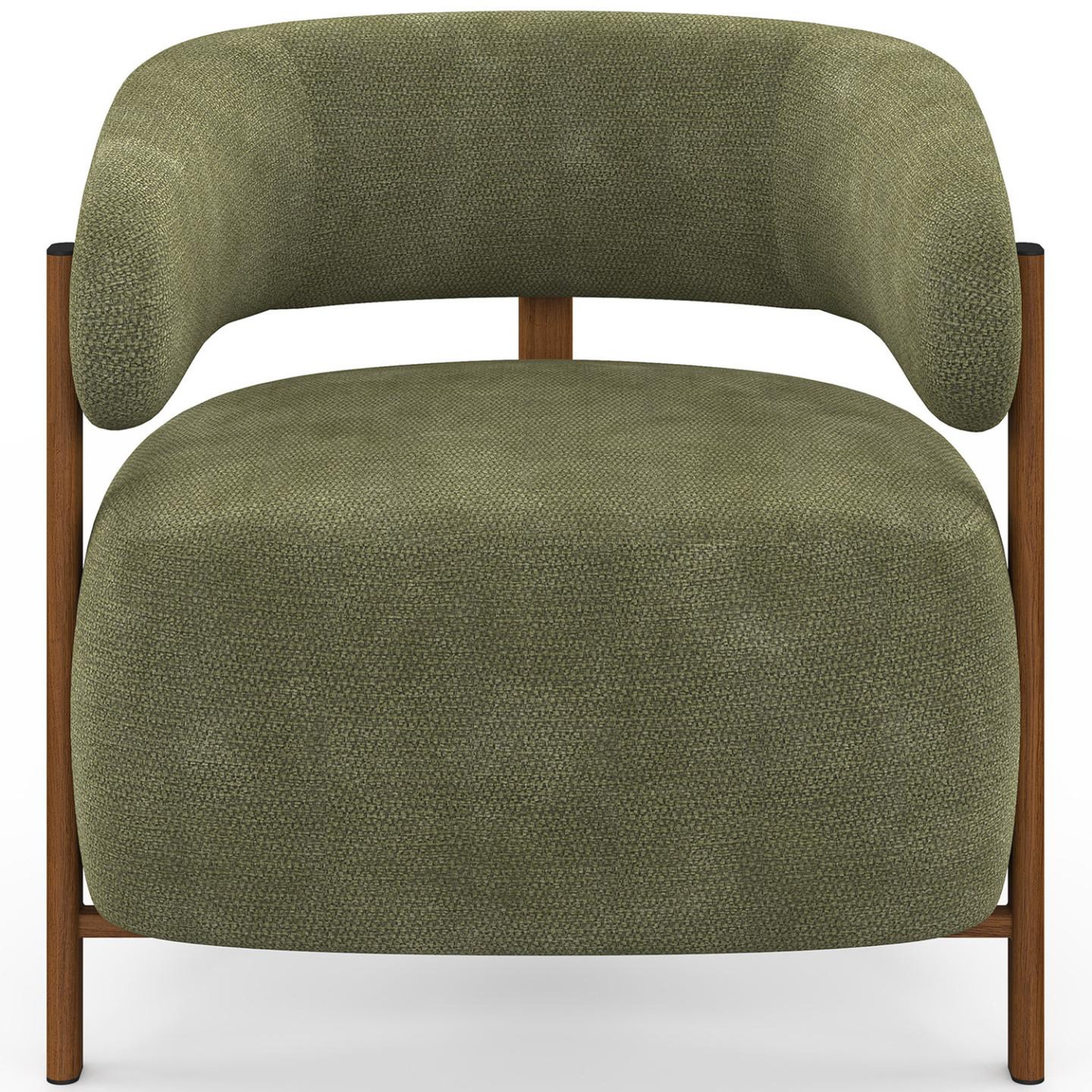 Voir la diapositive 3 : ID MARKET Fauteuil albert tissu chenille vert et pieds effet noyer