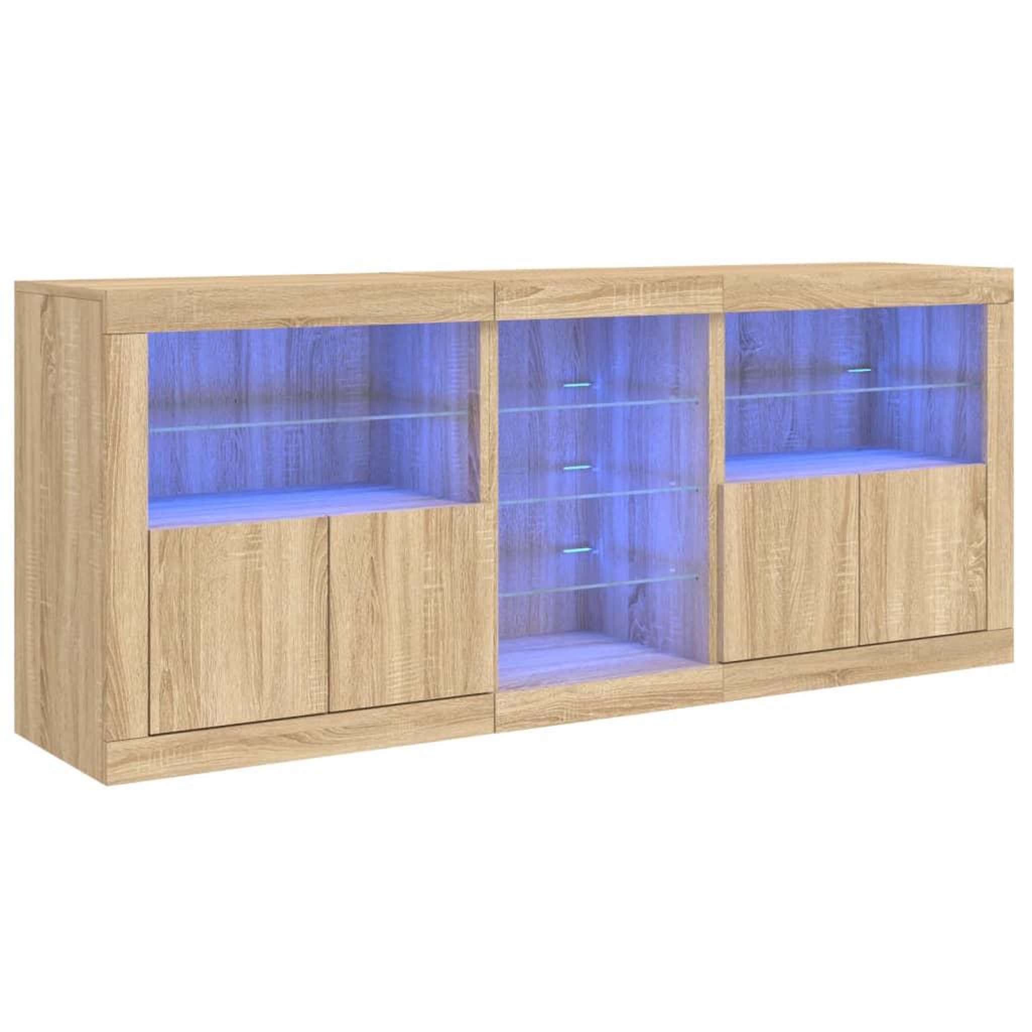 Voir la diapositive 2 : VIDAXL Buffet avec lumieres LED chene sonoma 162x37x67 cm