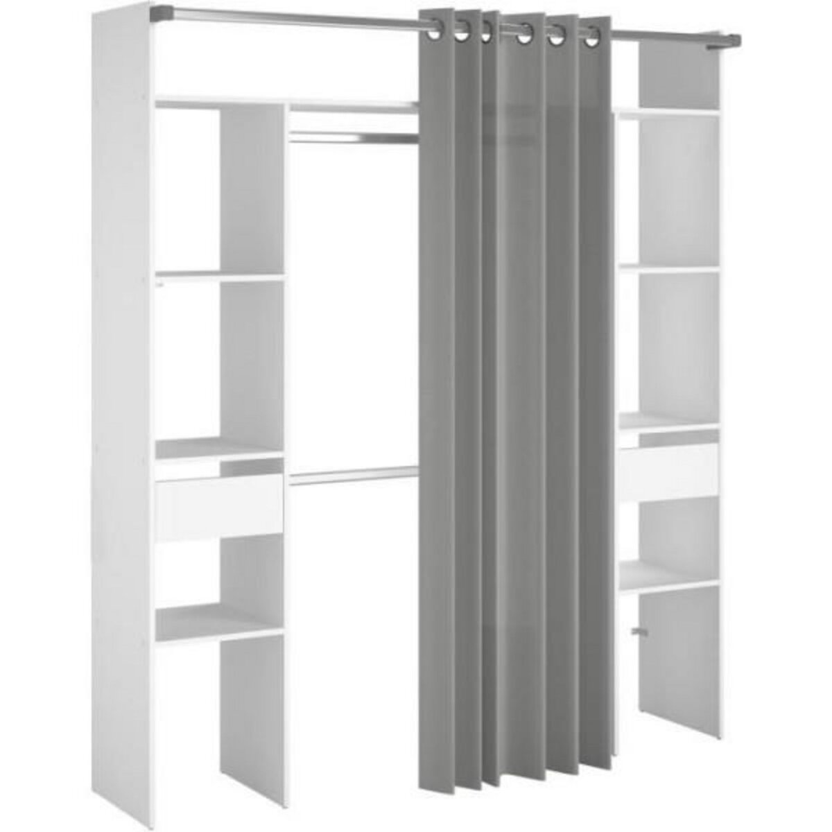 MARKET24 Kit dressing ARTIC EKIPA - Décor mélaminé blanc - 2 penderies + 2 tiroirs - L176 x P48 x H202 cm -Fabriqué en France