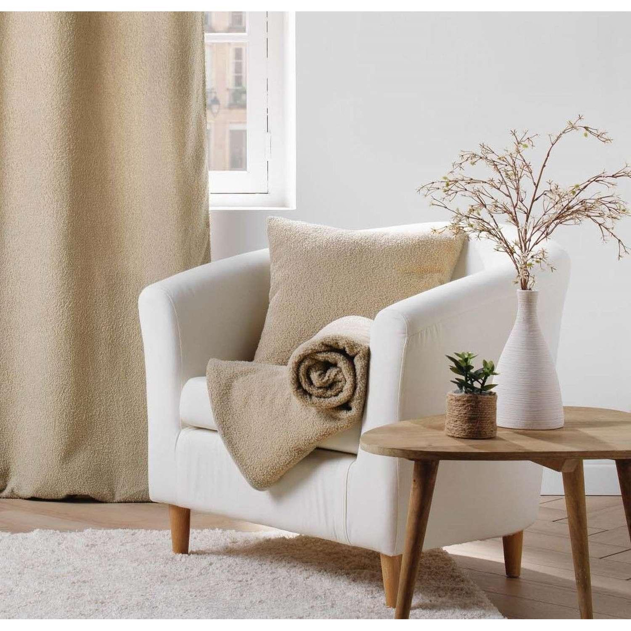 Voir la diapositive 4 : Douceur d'Intérieur Coussin déhoussable en bouclette unie beli