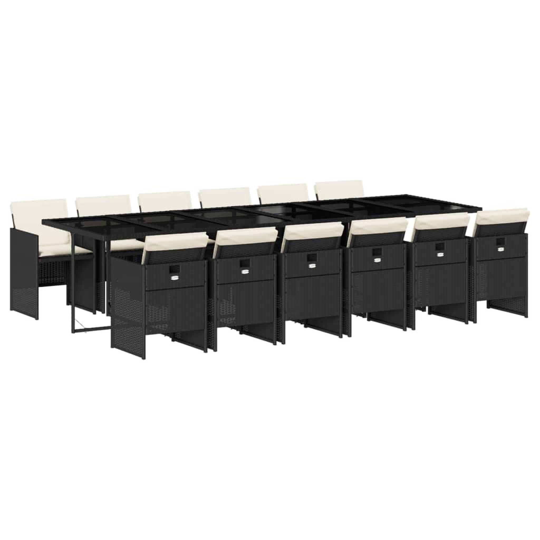 Voir la diapositive 2 : VIDAXL Ensemble a manger de jardin 13 pcs coussins noir resine tressee
