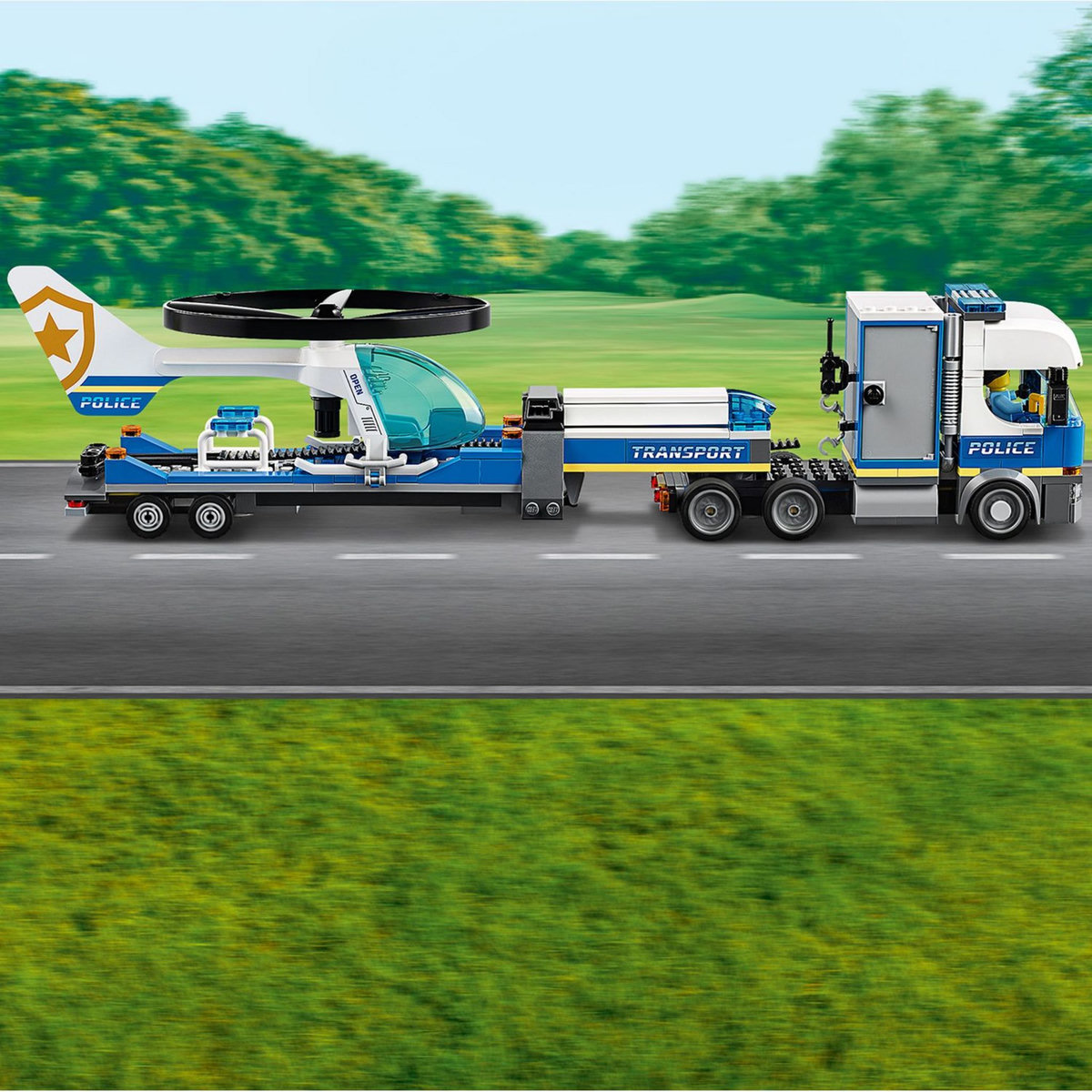 LEGO City 60244- Le Transport de l'Hélicoptère de la Police