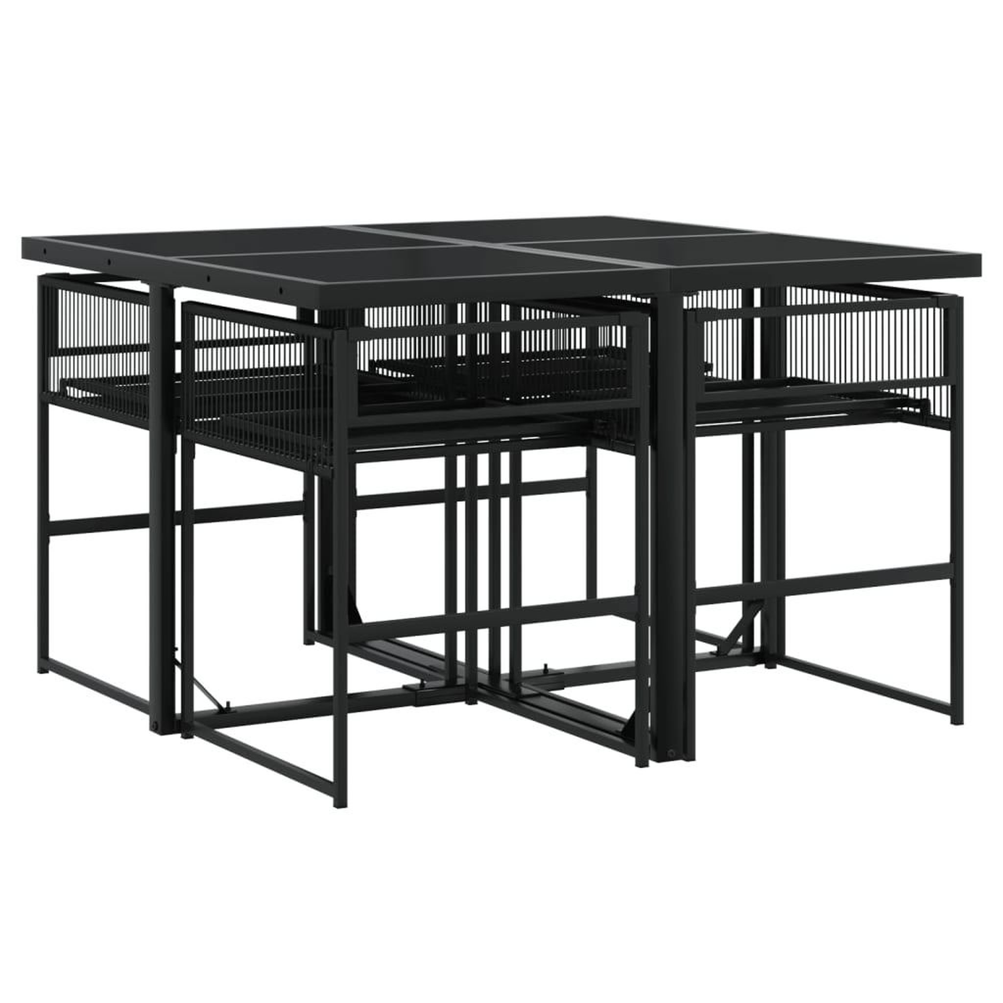 Voir la diapositive 3 : VIDAXL Ensemble a manger de jardin 5 pcs Noir Resine tressee