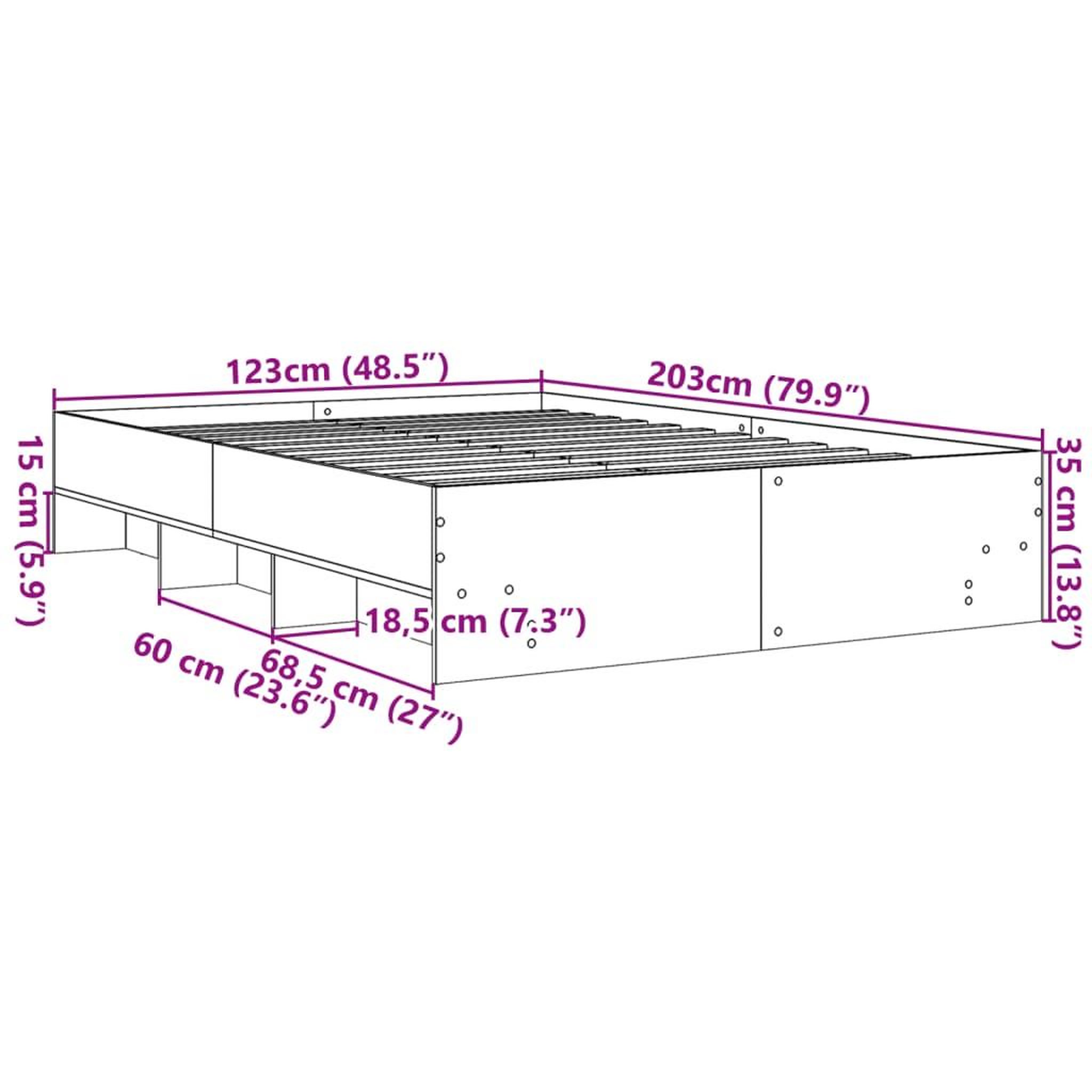Voir la diapositive 6 : VIDAXL Cadre de lit sans matelas chene fume 120x200 cm bois ingenierie