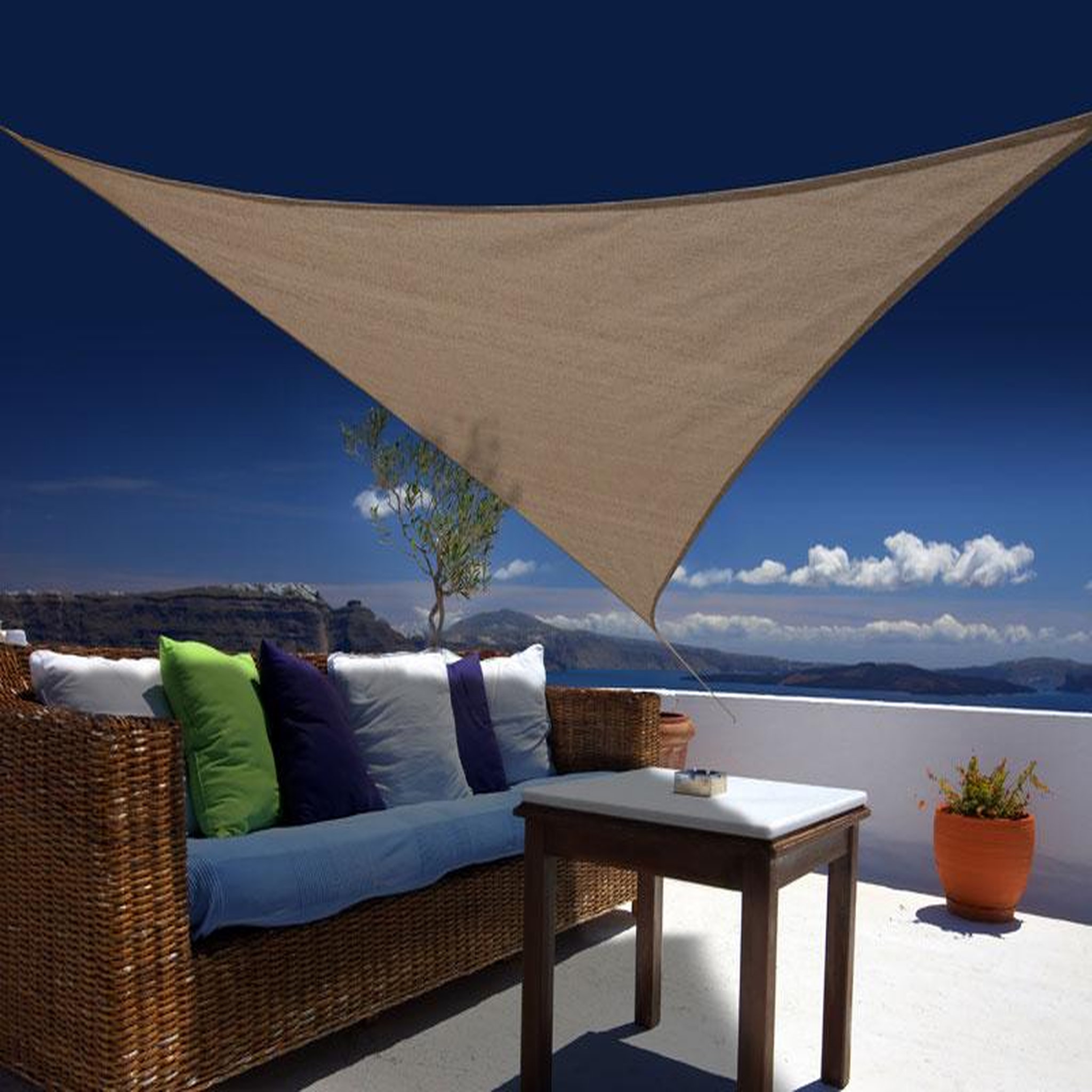 Jardiline Voile d'ombrage triangulaire 3,60 x 3,60 x 3,60 m - austral - brun - jardiline