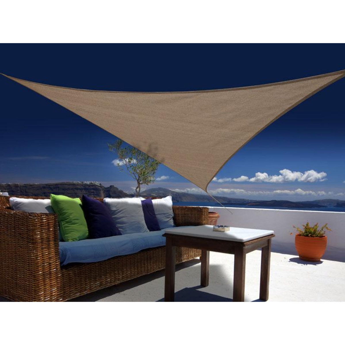 Jardiline Voile d'ombrage triangulaire 3,60 x 3,60 x 3,60 m - Austral - Brun - Jardiline