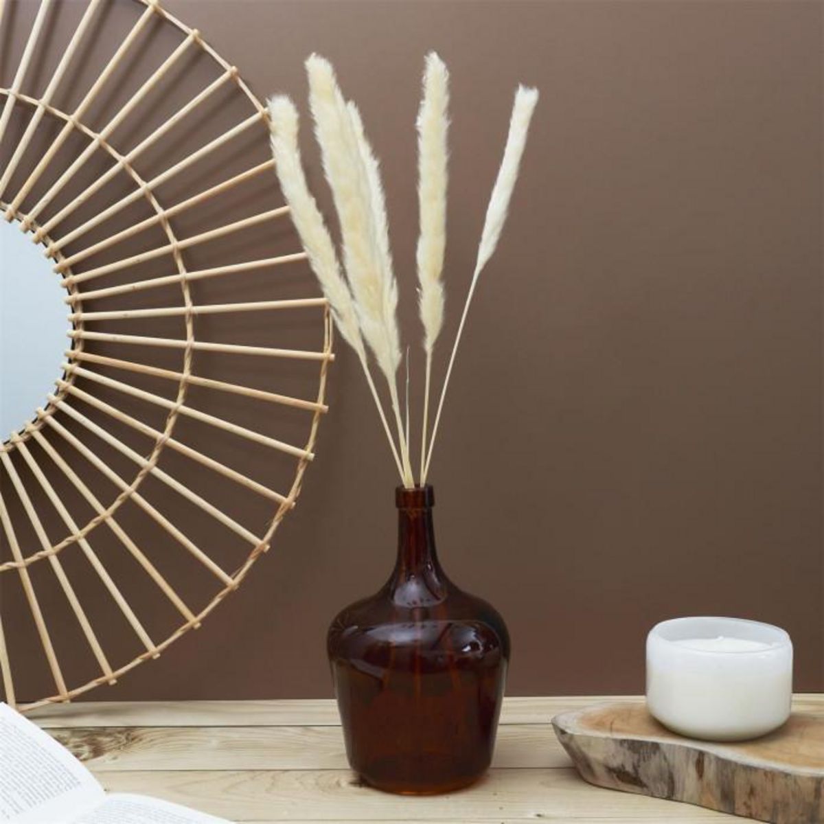 Paris Prix Lot de 6 Herbes de Pampa  Séchées  60cm Beige