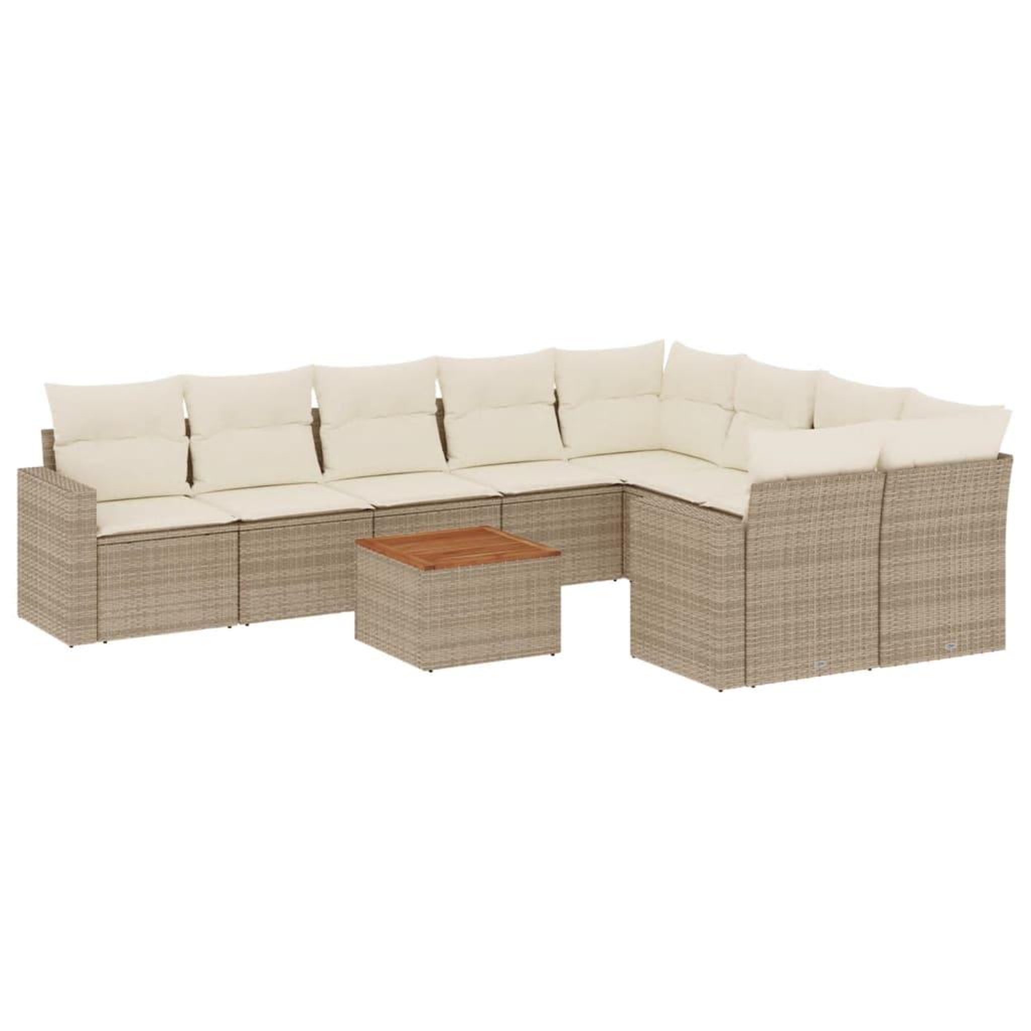 Voir la diapositive 2 : VIDAXL Salon de jardin avec coussins 10 pcs beige resine tressee