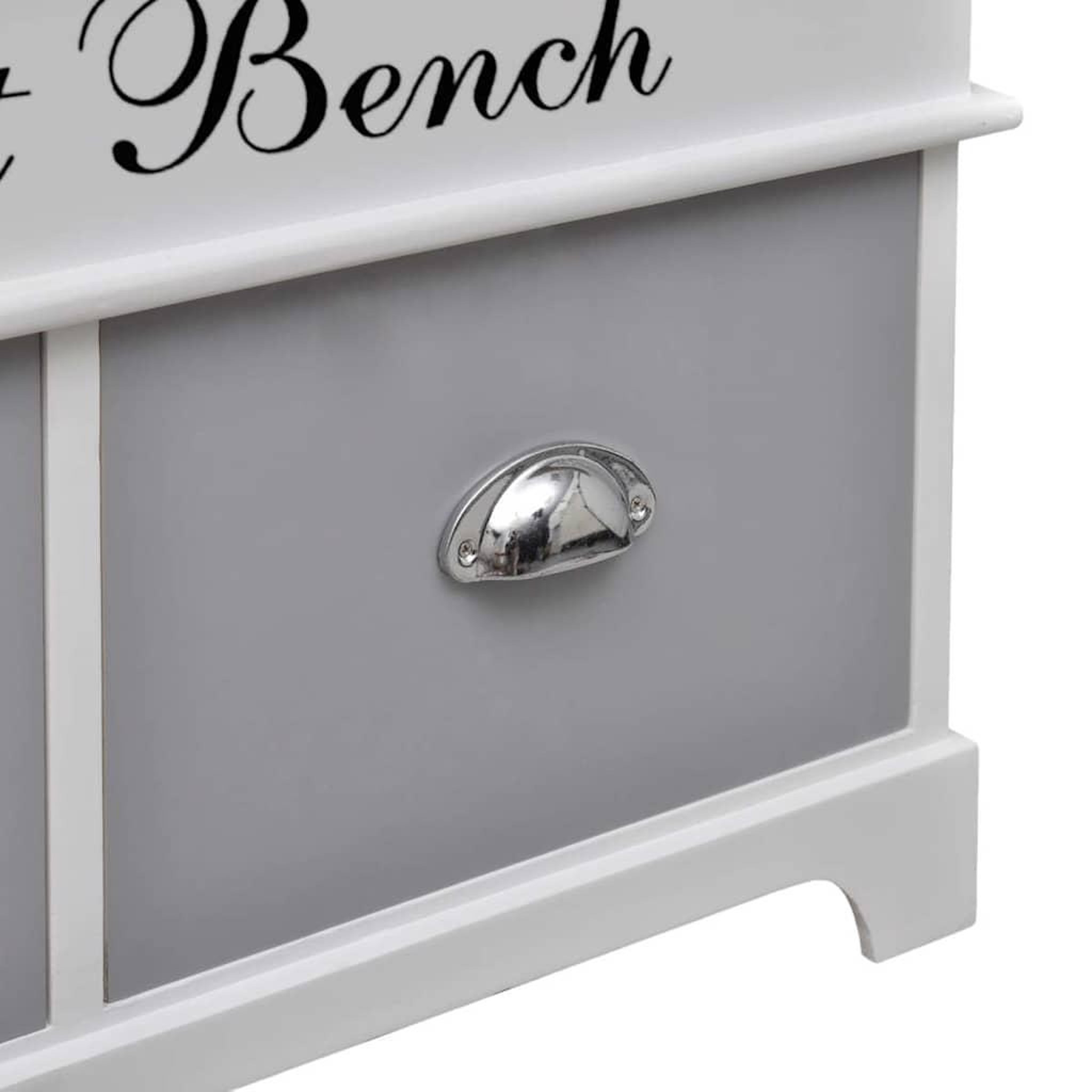 Voir la diapositive 6 : VIDAXL Banc d'entree et de rangement avec coussin gris 2 tiroirs Blanc