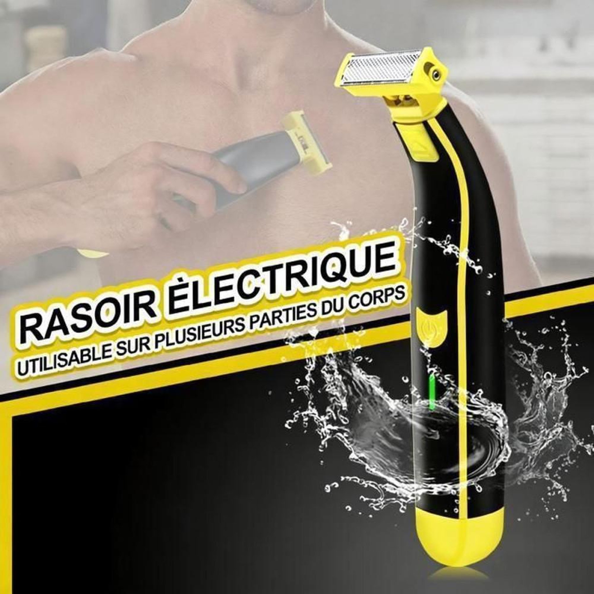 Voir la diapositive 4 : Tondeuse à barbe électrique 2-en-1 avec 4 têtes interchangeables, IPX7, rechargeable USB, tonte barbe, moustache et poils nez/oreilles