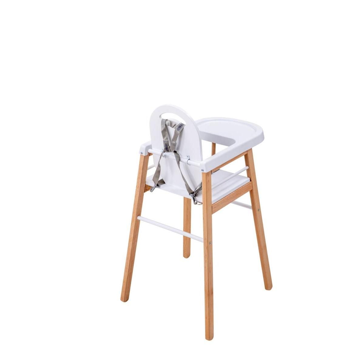 COMBELLE Chaise Haute Fixe Lili Hybride en Bois Blanc - Mobilier de Puériculture Artisanale