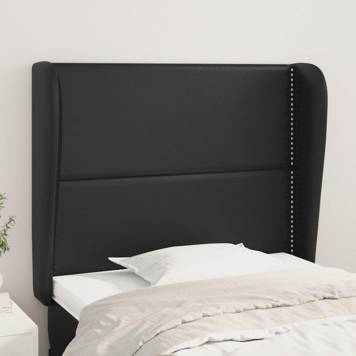 VIDAXL Tete de lit avec oreilles Noir 93x23x118/128 cm Similicuir