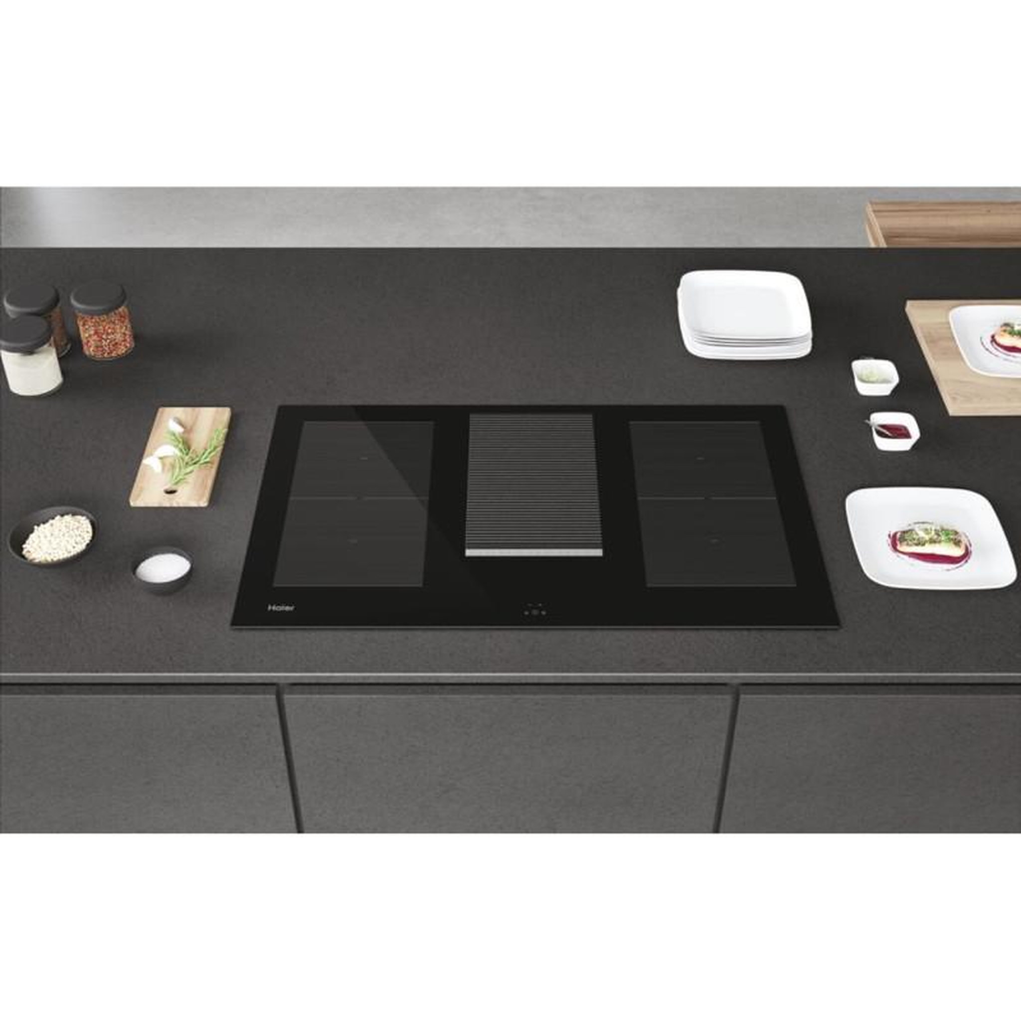 Voir la diapositive 3 : HAIER Plaque induction Haier HAIH8IFMCE + HOTTE INTEGREE