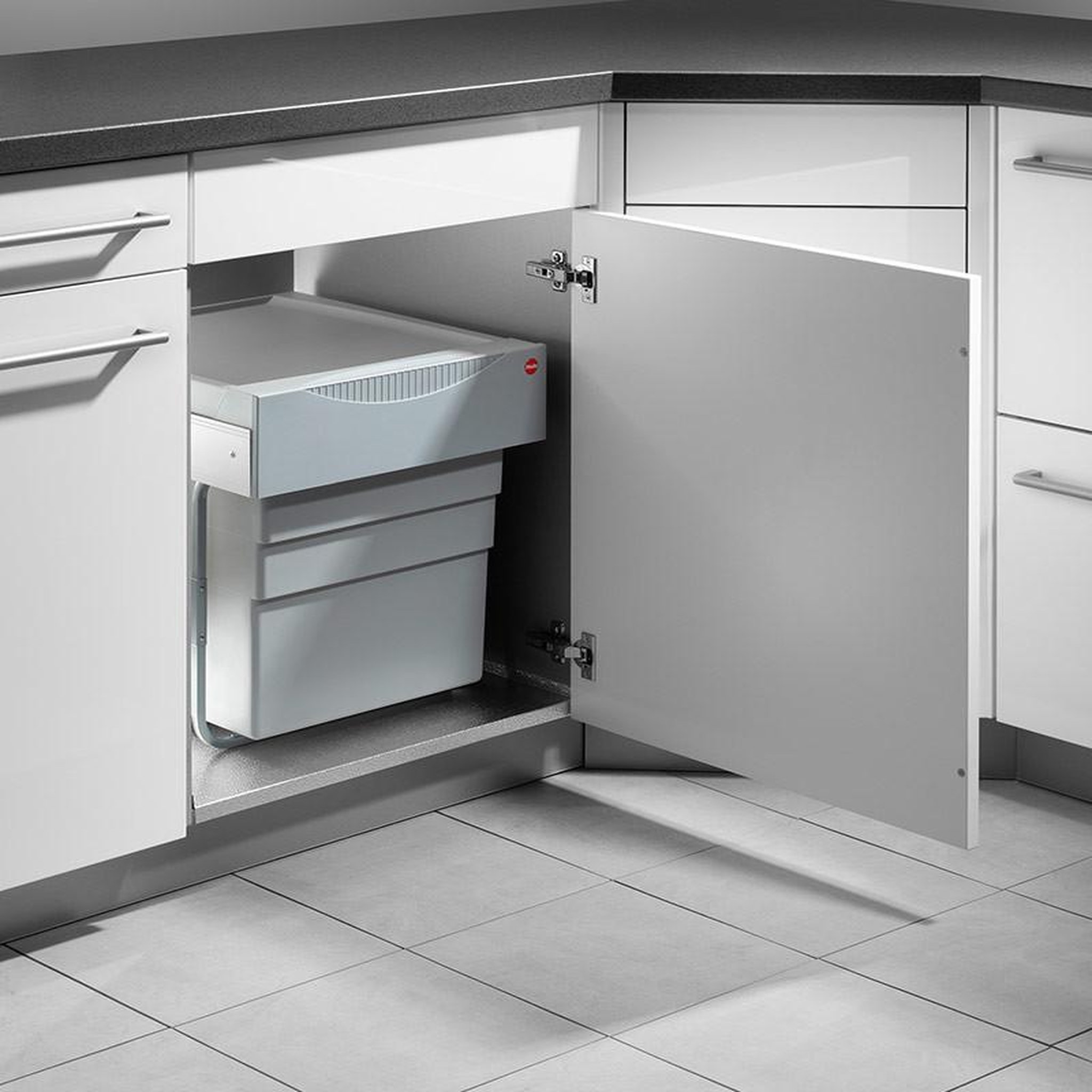 Voir la diapositive 3 : HAILO Poubelle de cuisine tri sélectif 2 bacs encastrable 50l (30+19) hailo easy cargo