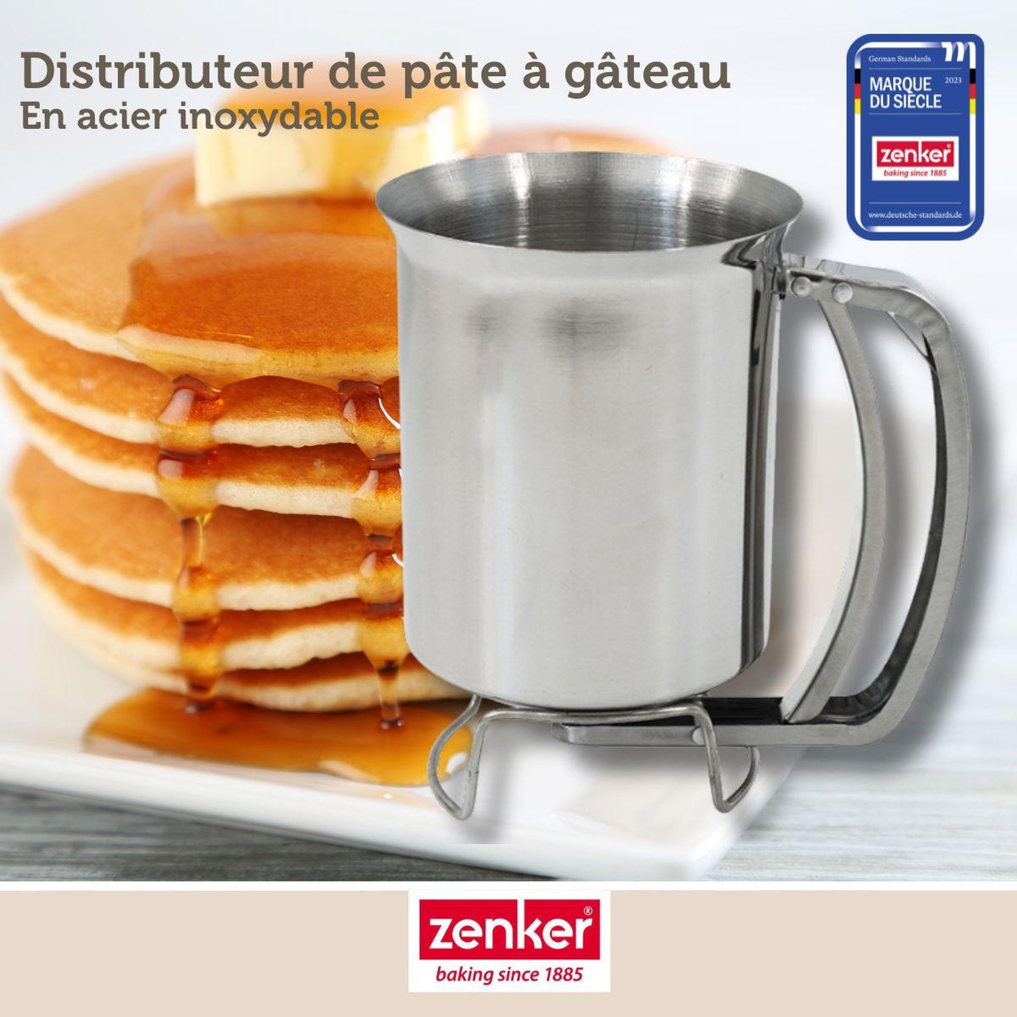 Voir la diapositive 2 : ZENKER Verseur de pâte à gâteau en inox Zenker