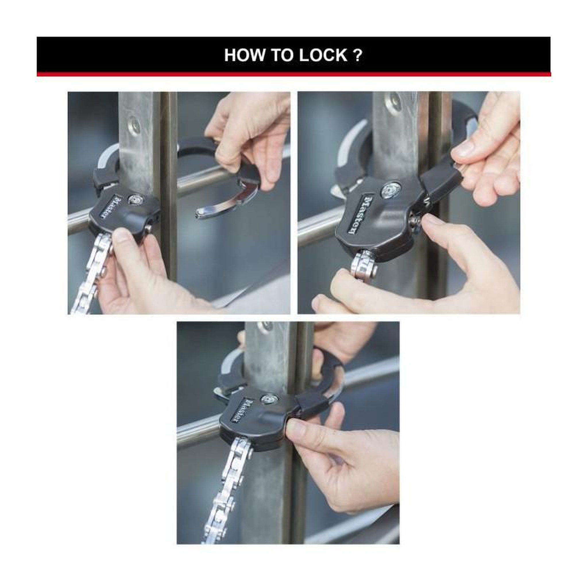 Voir la diapositive 4 : Master lock Menottes antivol [9 maillons] [Certifié Sold Secure] 8290EURDPRO