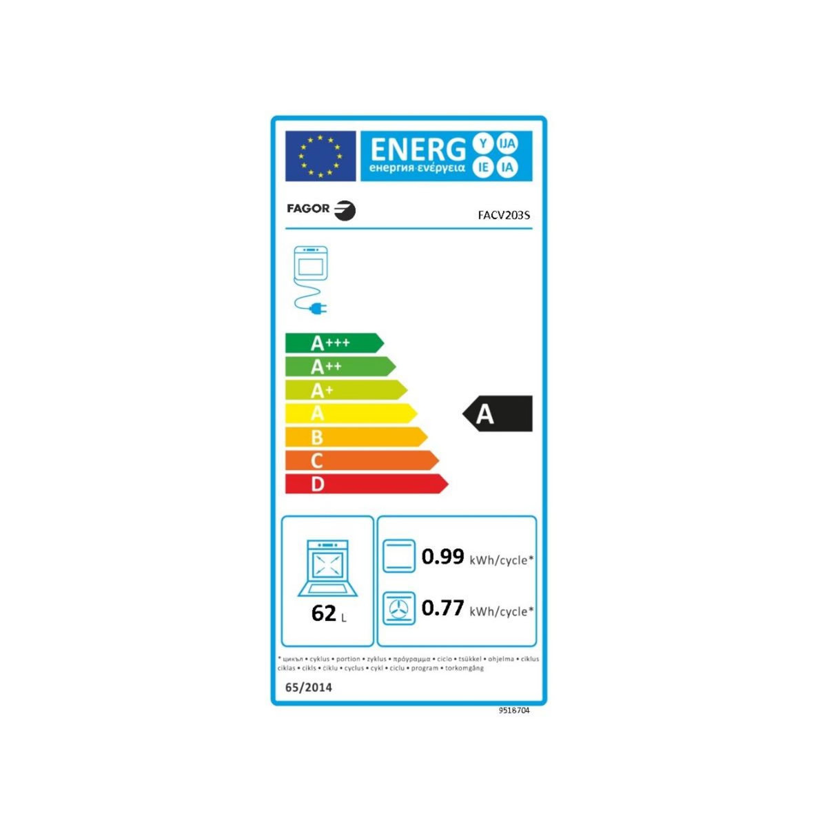 Fagor Cuisinière vitrocéramique 62l 4 feux silver - FACV203S