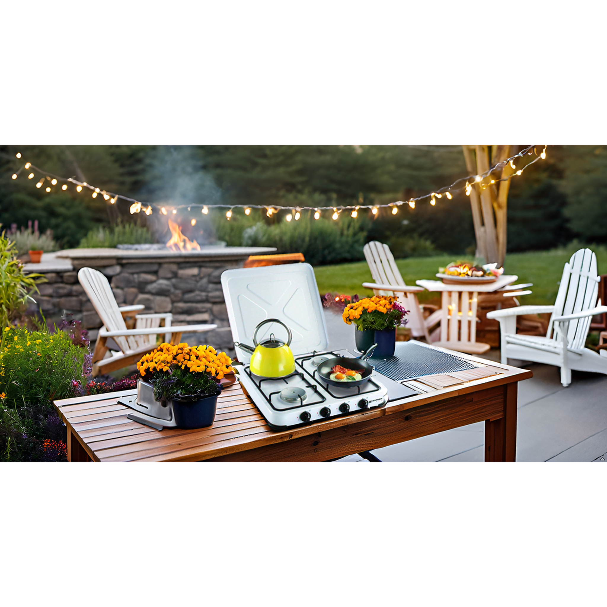 Voir la diapositive 3 : Kemper Réchaud gaz portable 4 feux 4650W Blanc laqué Couvercle KEMPER