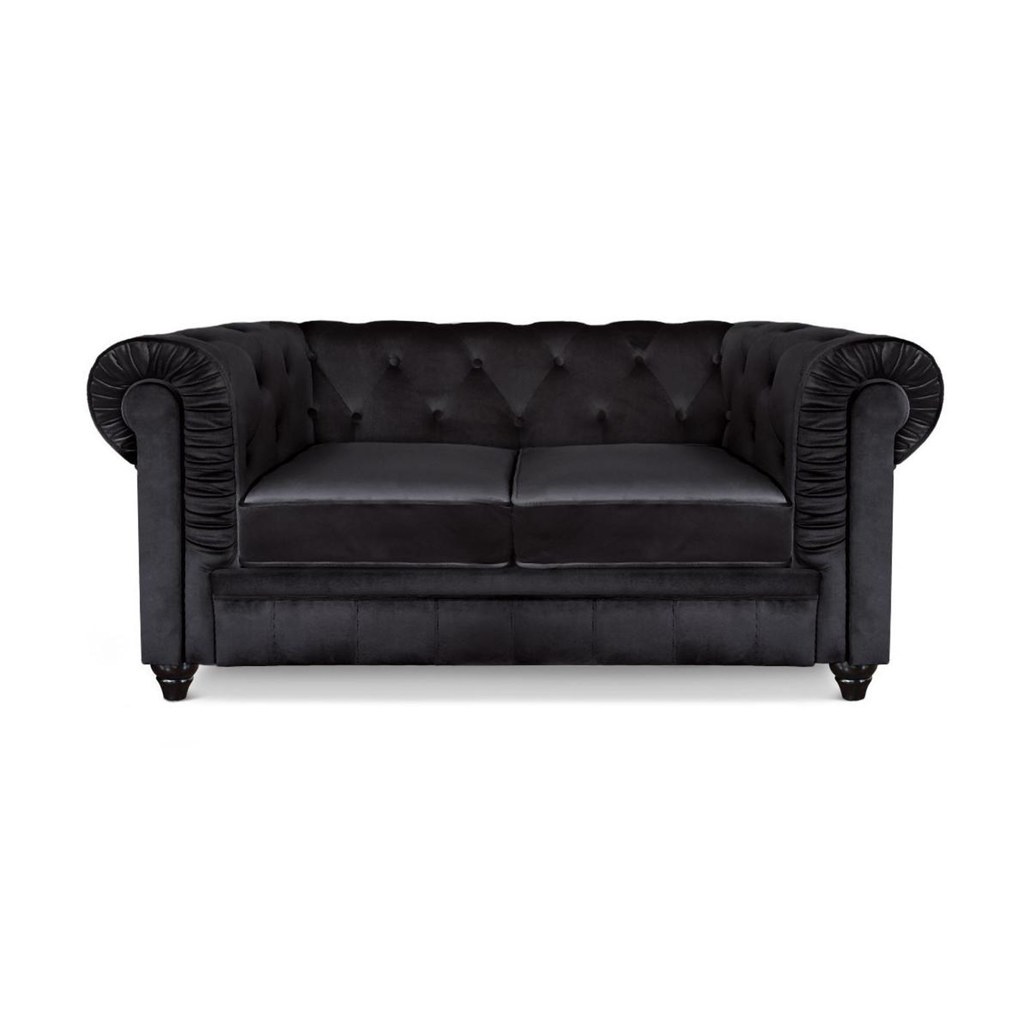 Paris Prix Canapé 2 places velours  chesterfield  158cm noir