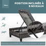 Voir la diapositive 6 : OUTSUNNY Bain de soleil transat grand confort matelas inclinaison réglable multipositions résine tressée grise