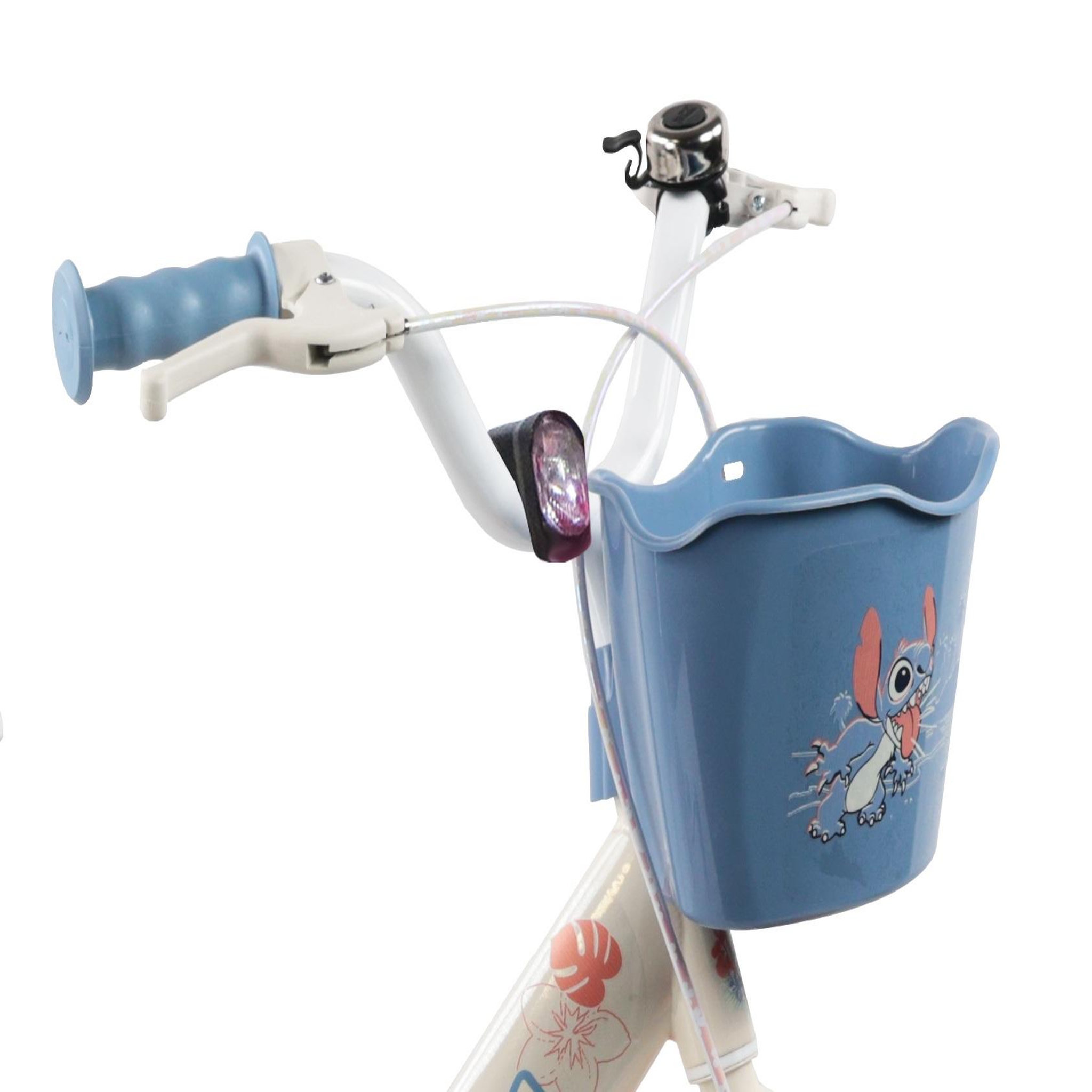 Voir la diapositive 2 : DISNEY Vélo enfant 16'' STITCH / DISNEY (Taille de l'enfant 100 cm à 125 cm) équipé de 2 freins, panier, porte poupée et stabilisateurs
