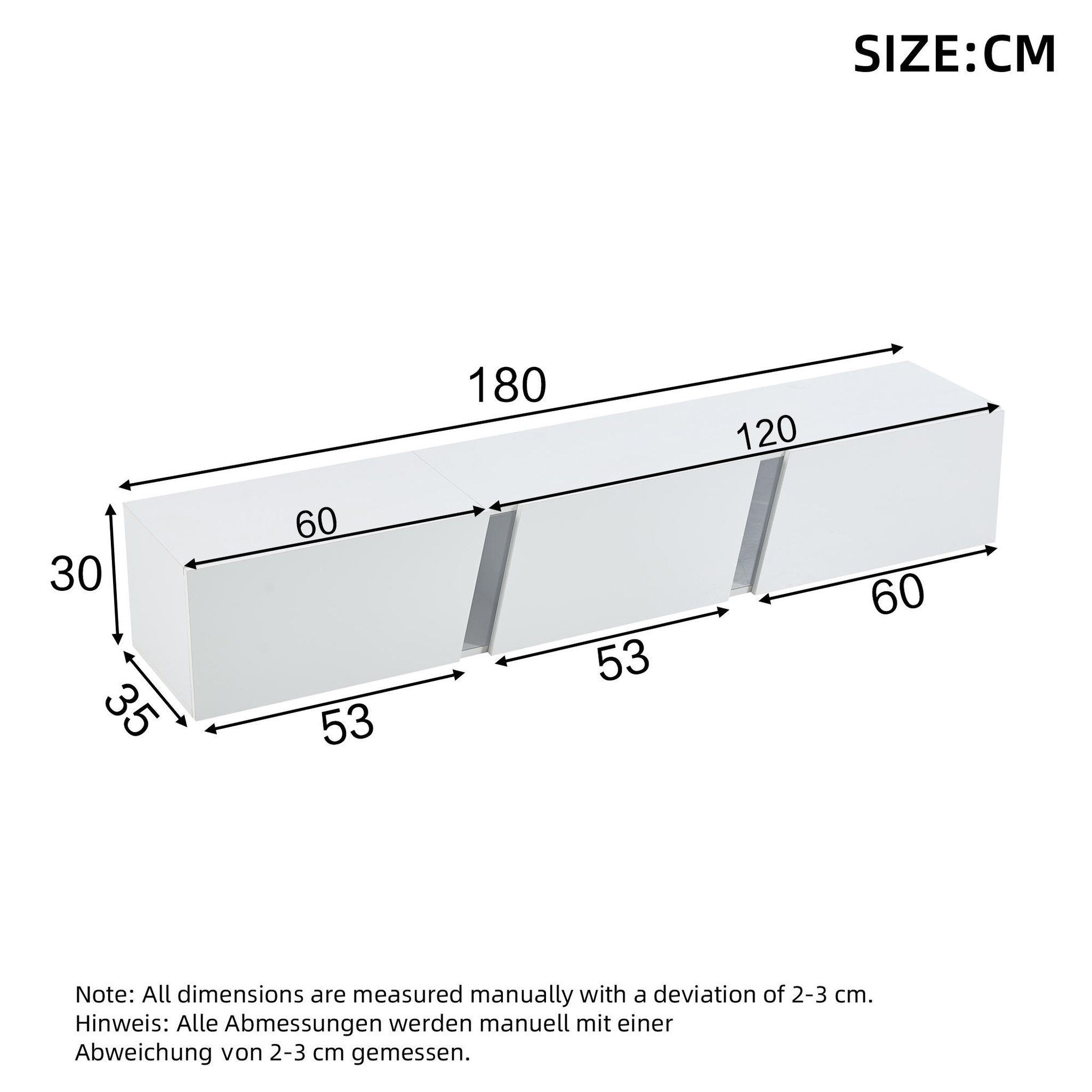 Voir la diapositive 3 : MERAX Meuble tv blanc 180cm led panneau de particules